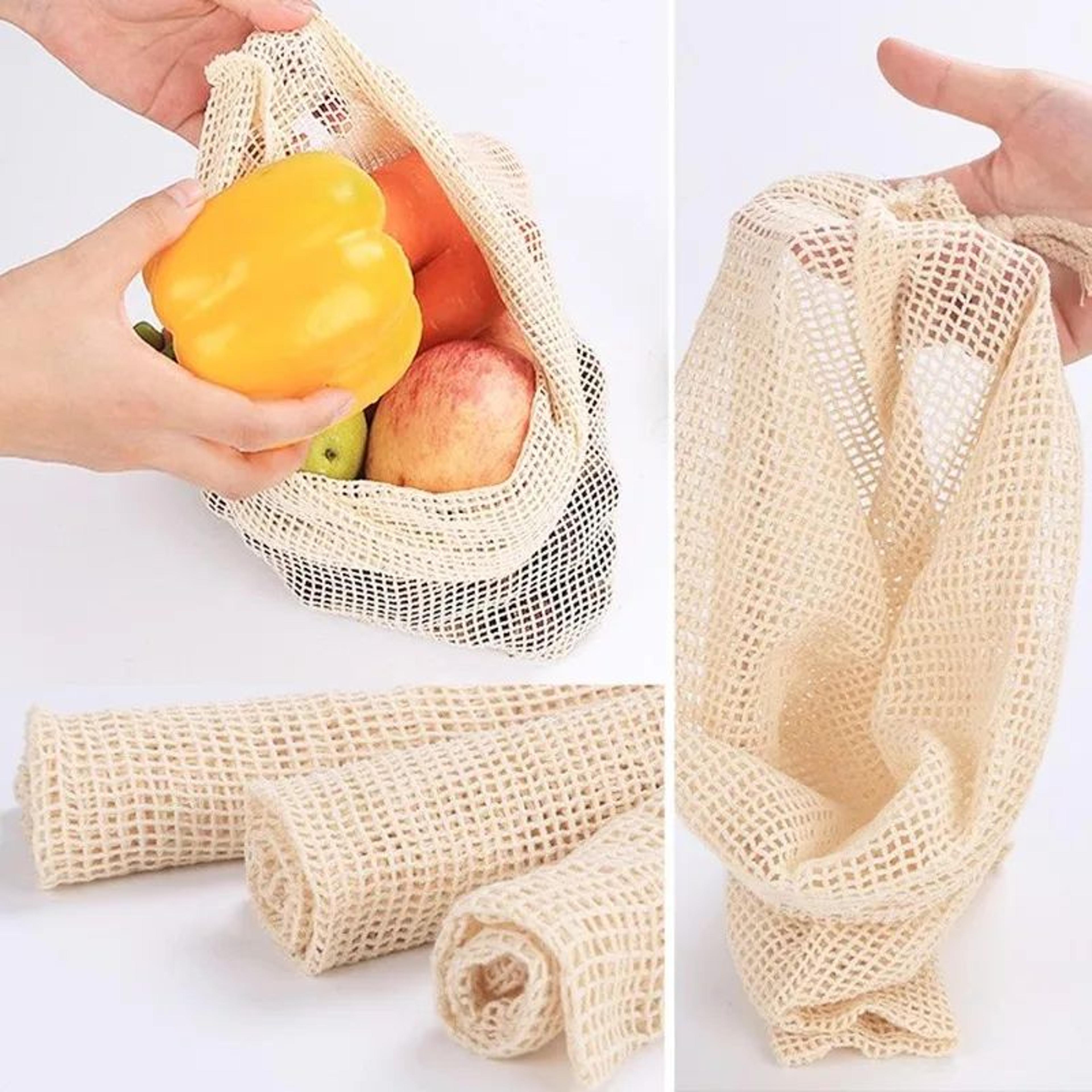 reusable cotton mesh produce storage bags set
