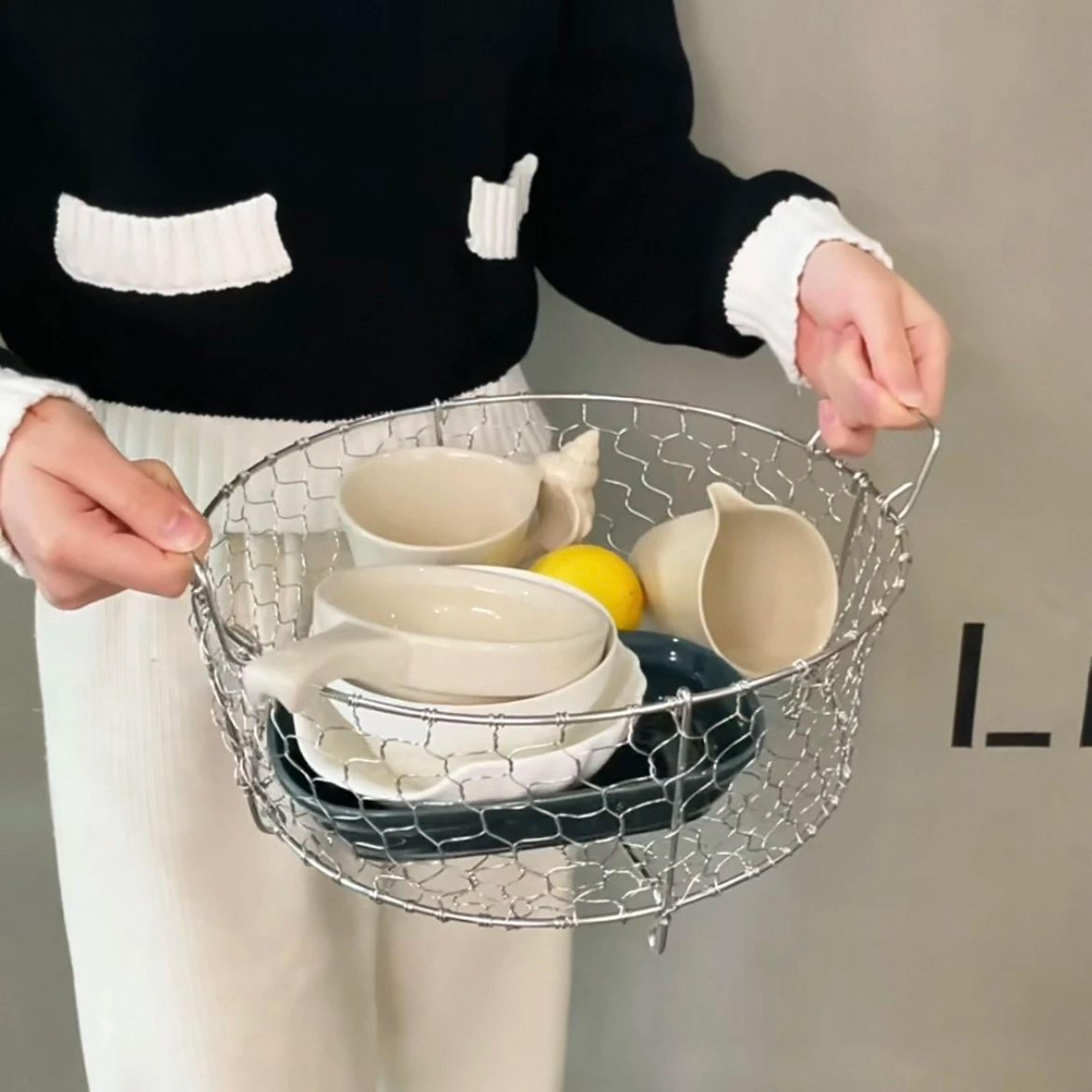 304 stainless steel woven kitchen storage basket
