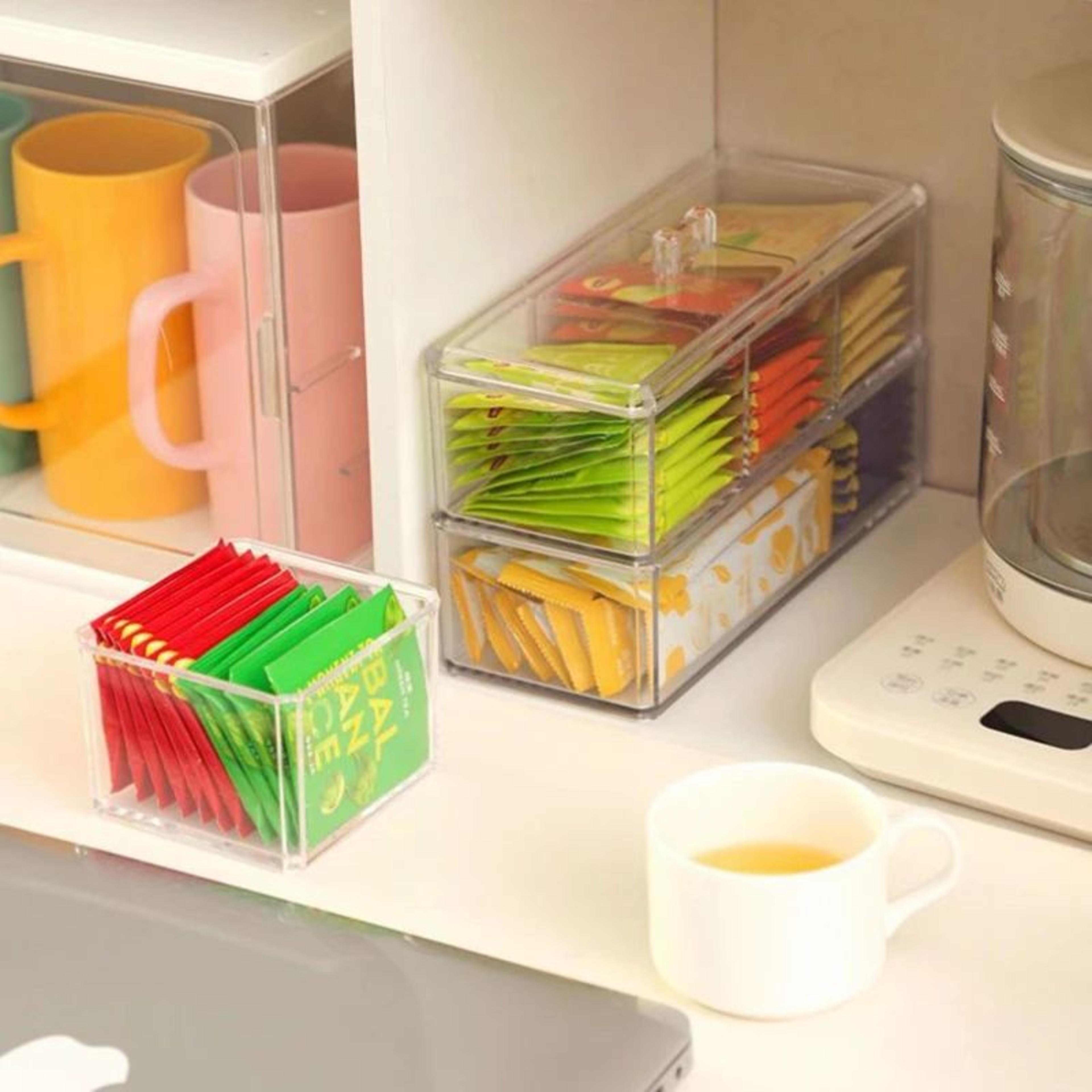 acrylic tea bag and coffee capsule storage organizer