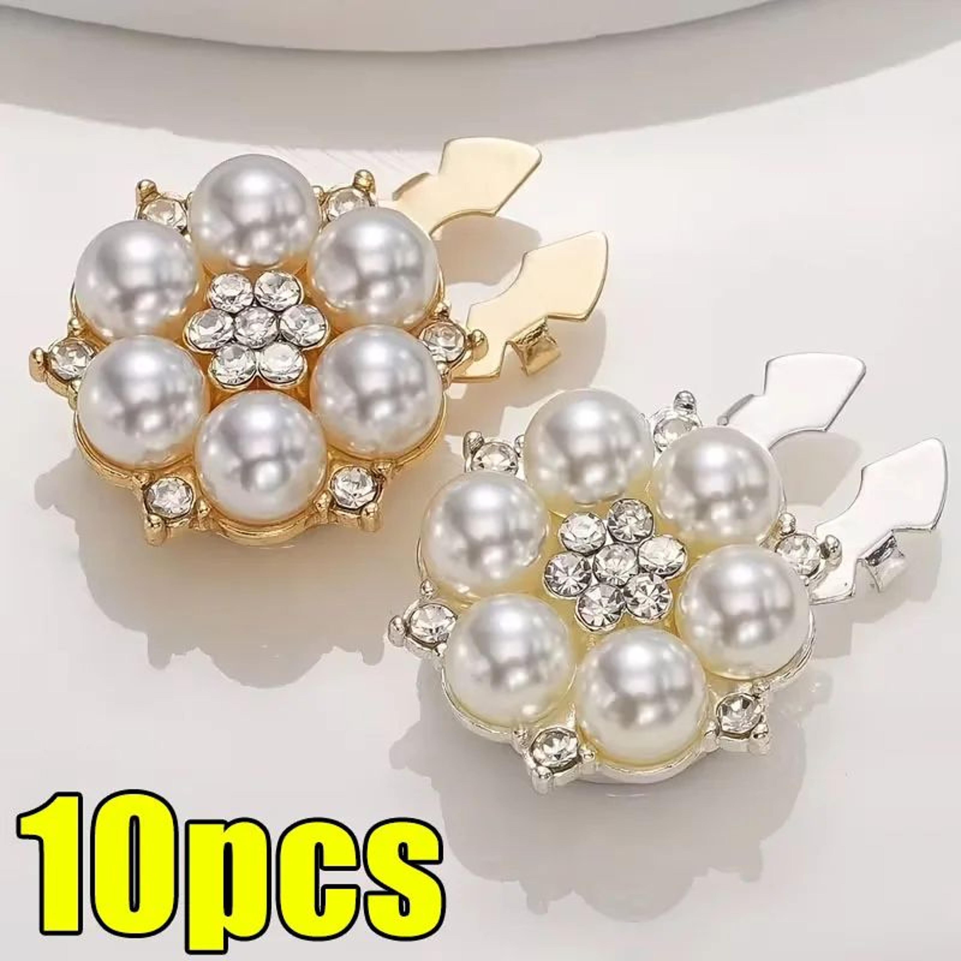 crystal pearl clip on decorative button covers