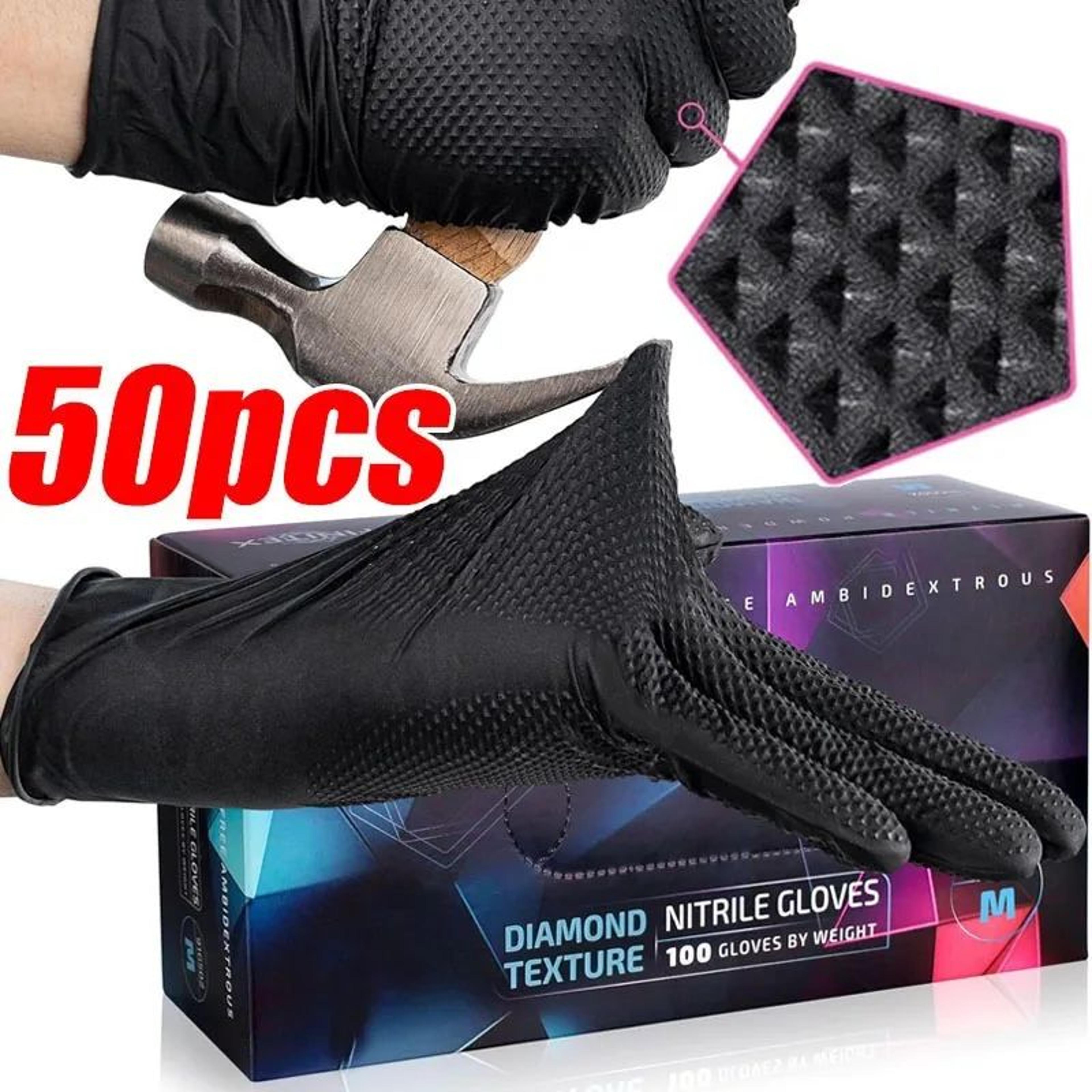 heavy duty 8mil nitrile disposable work gloves textured grip