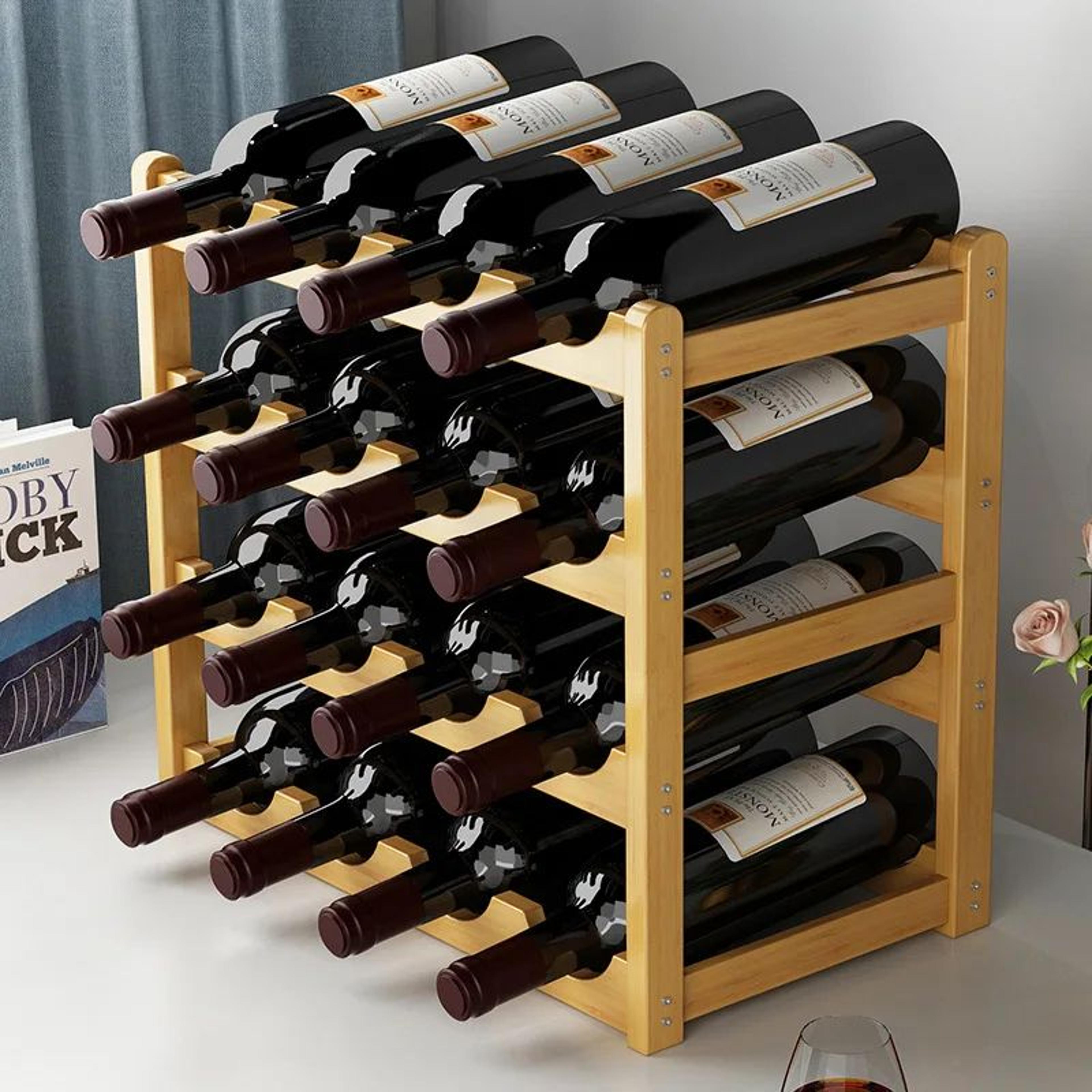 bamboo wine bottle rack countertop display holder