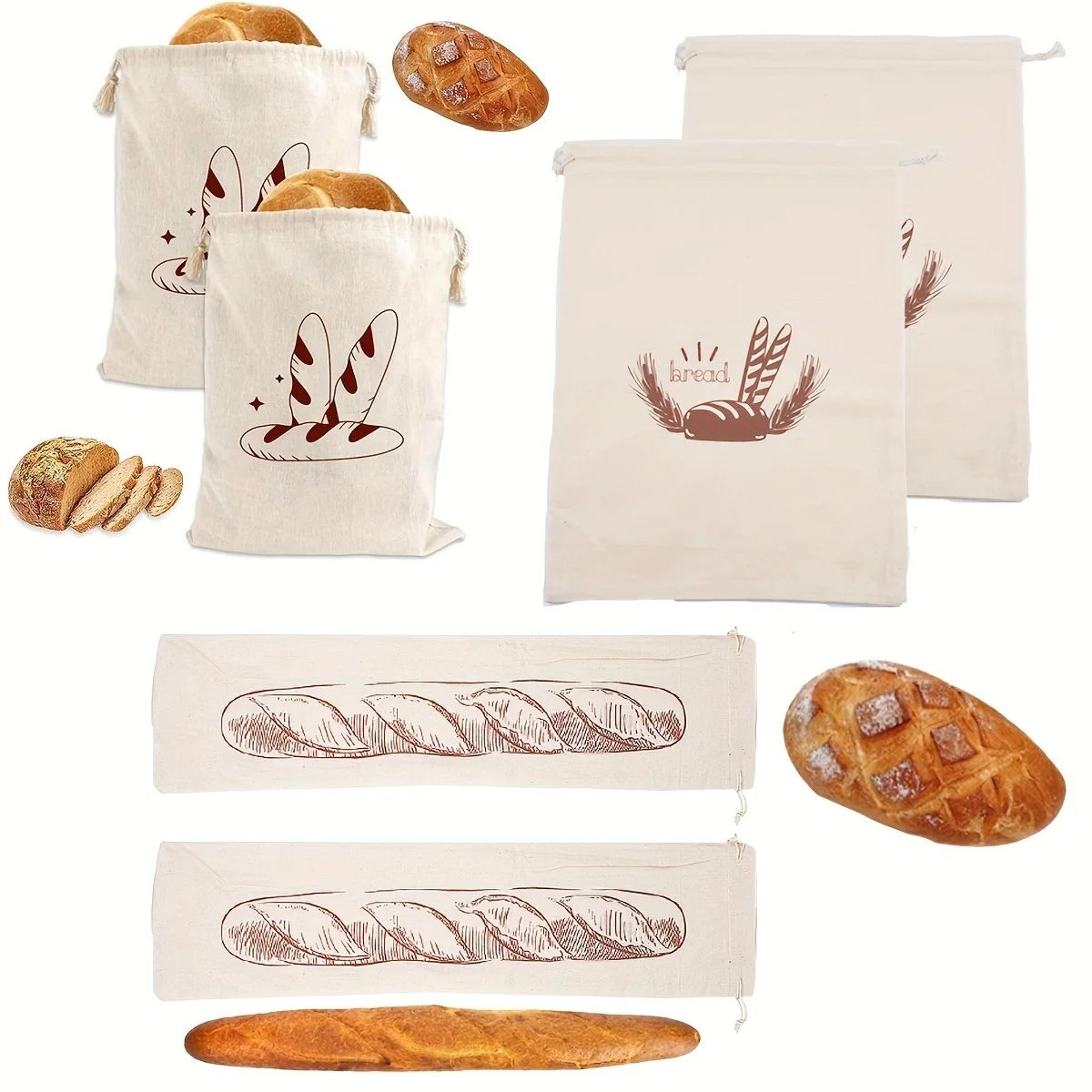 reusable linen bread storage bag with drawstring