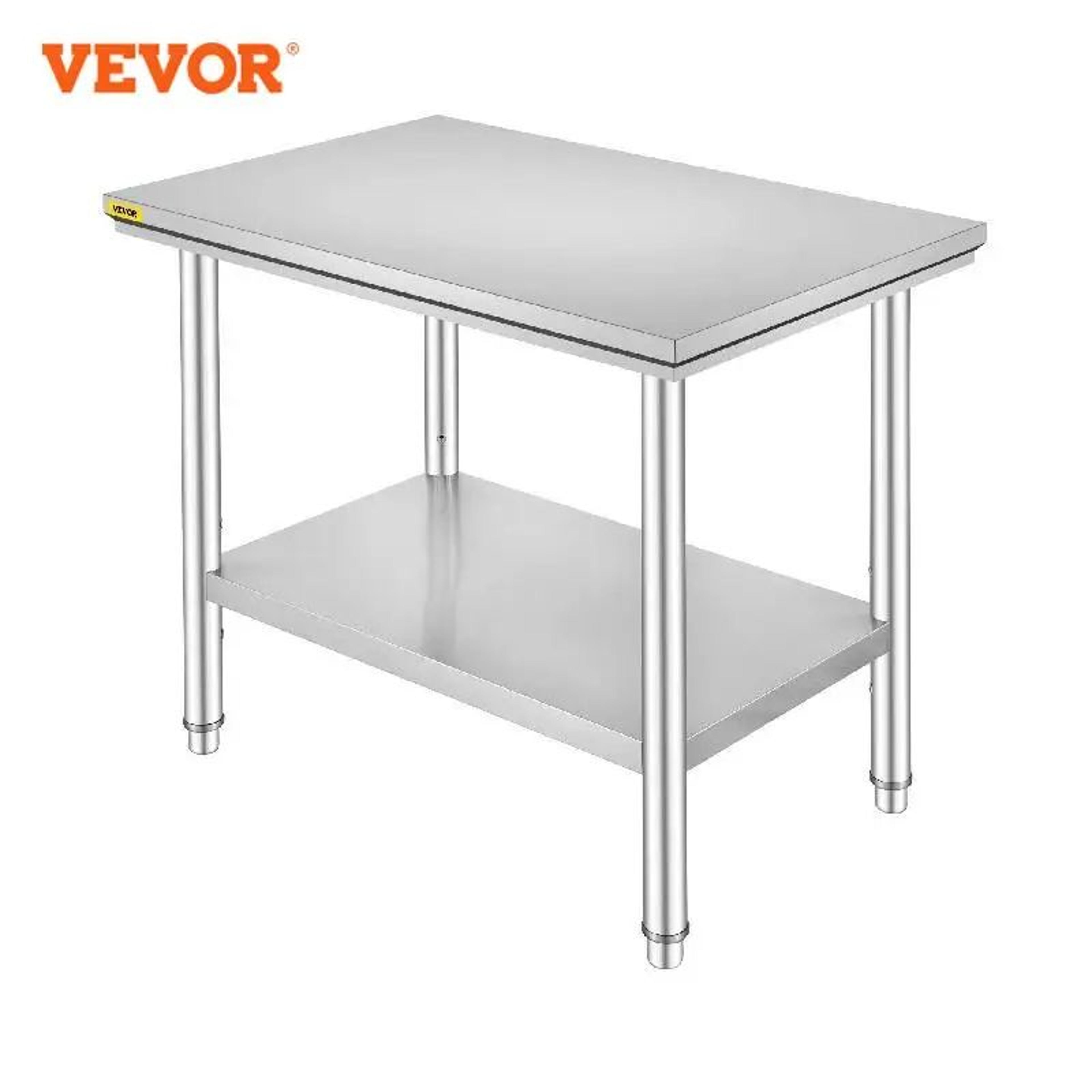 vevor stainless steel kitchen work table with undershelf