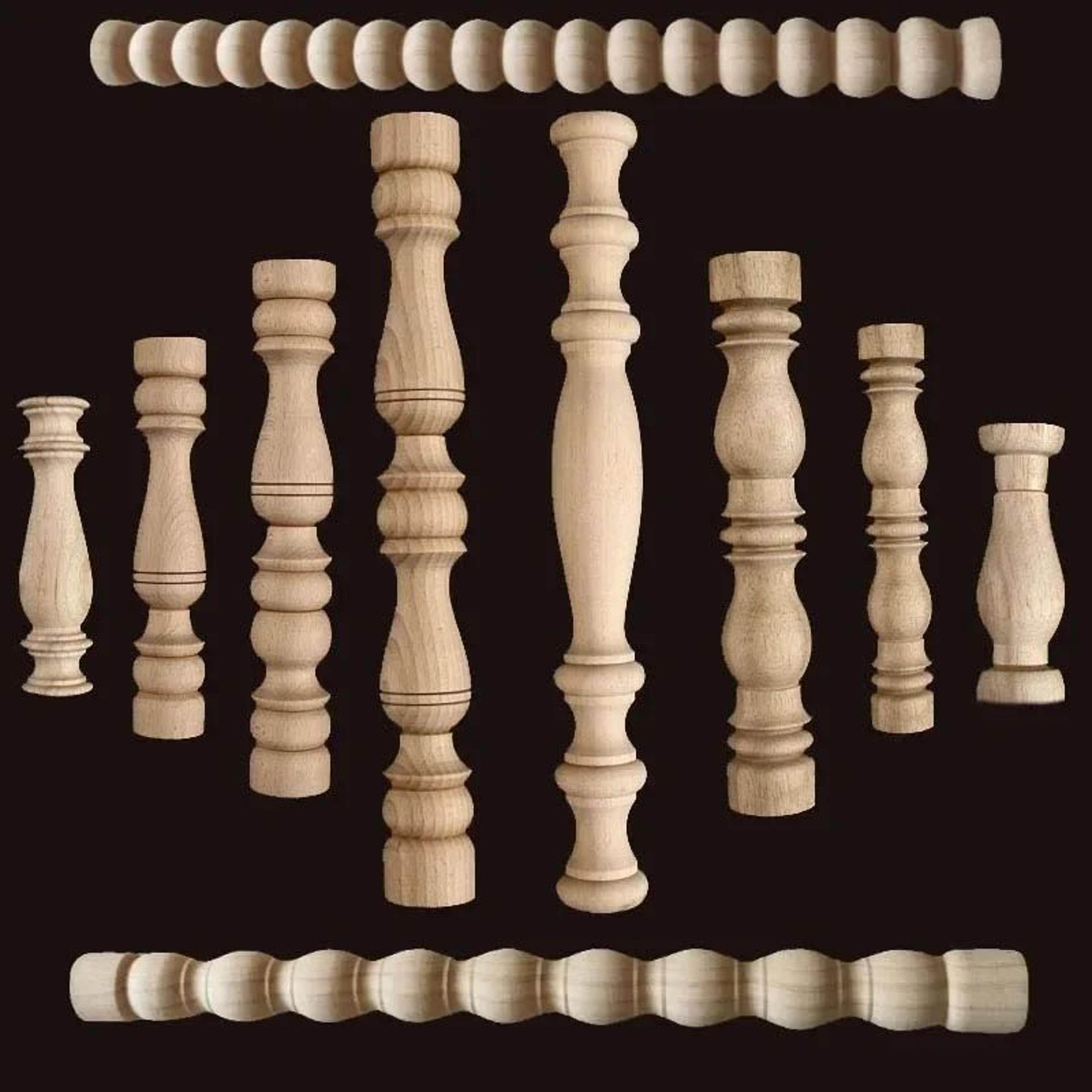 vintage wood carved spindle column