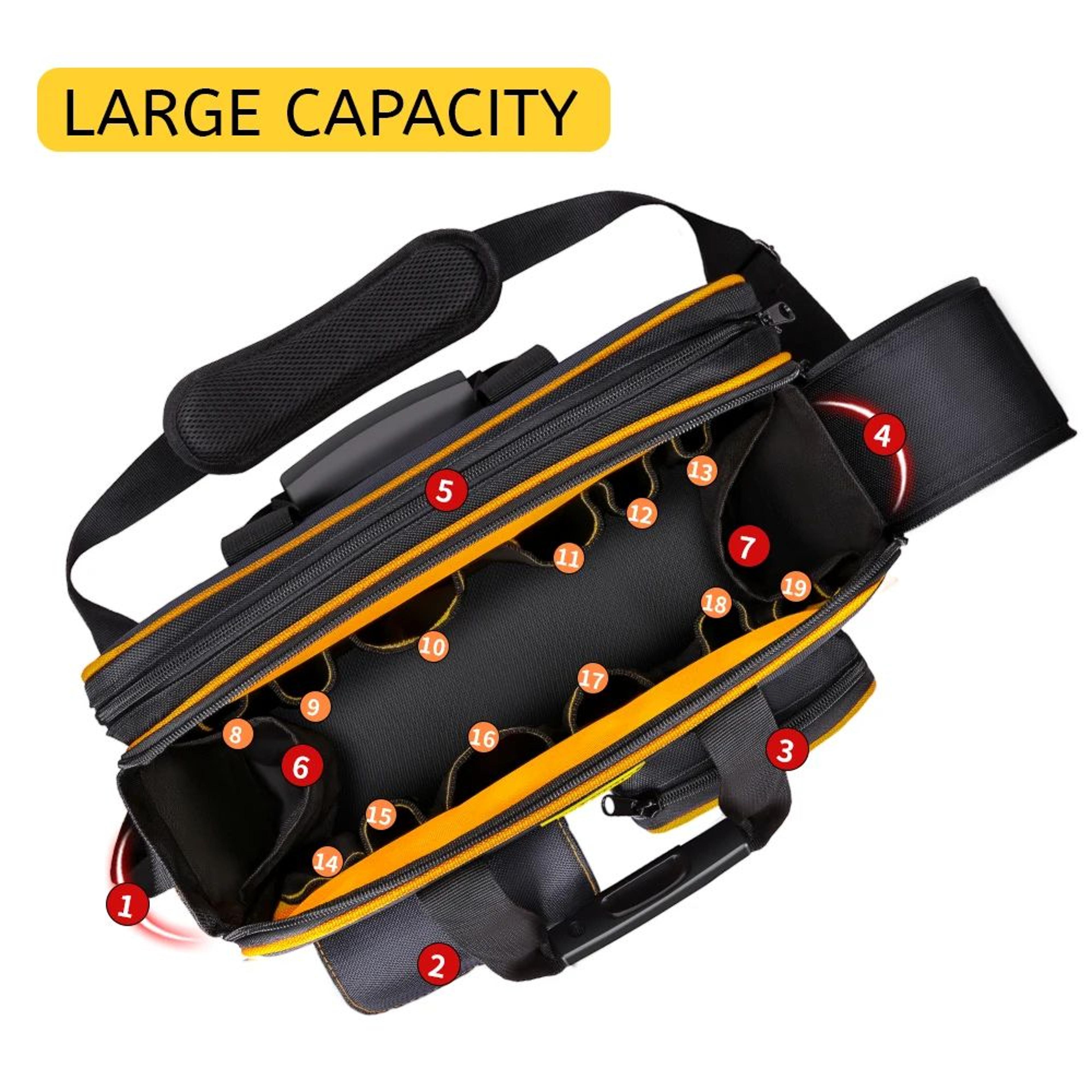 heavy duty electrician tool bag with large capacity