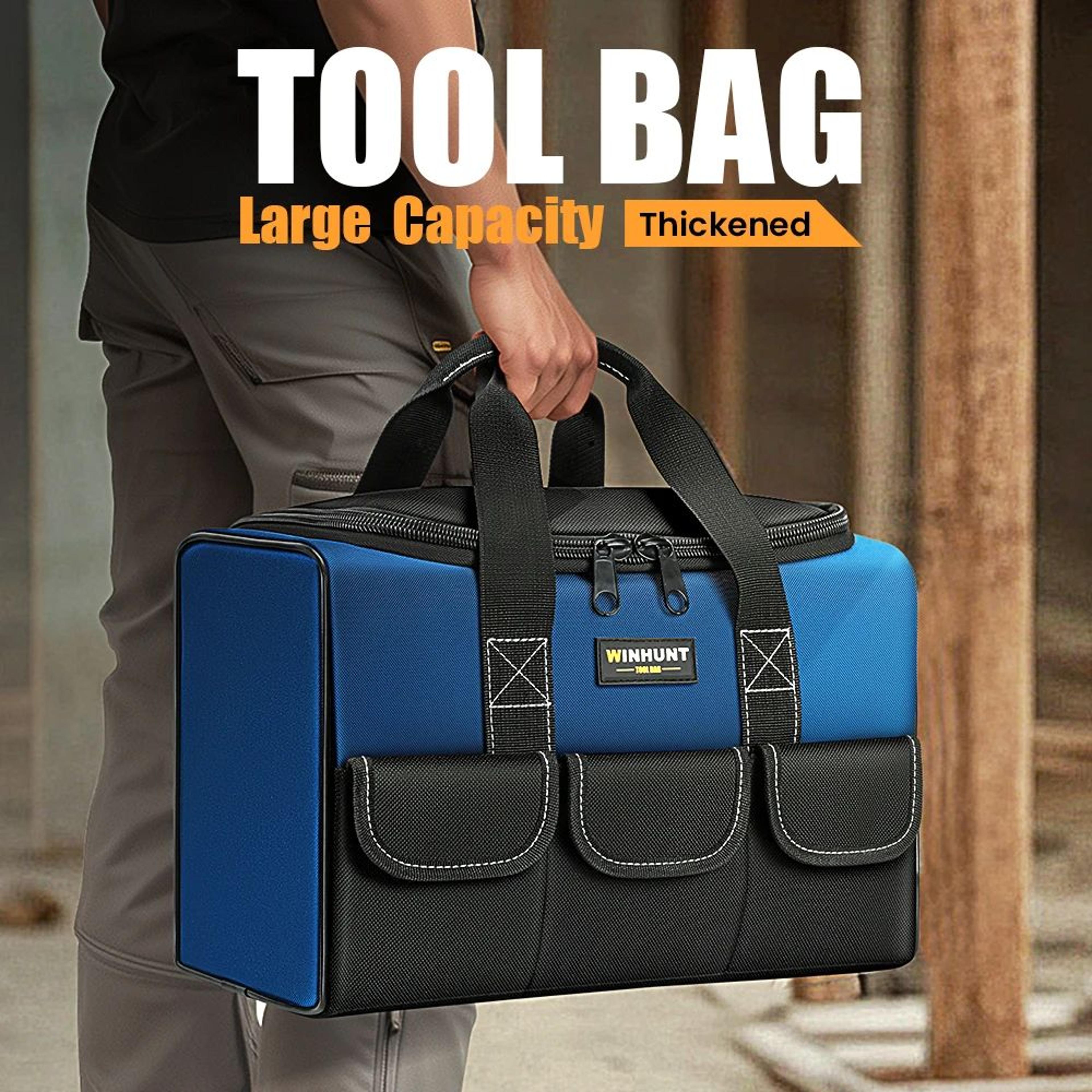 heavy duty wide mouth canvas tool bag