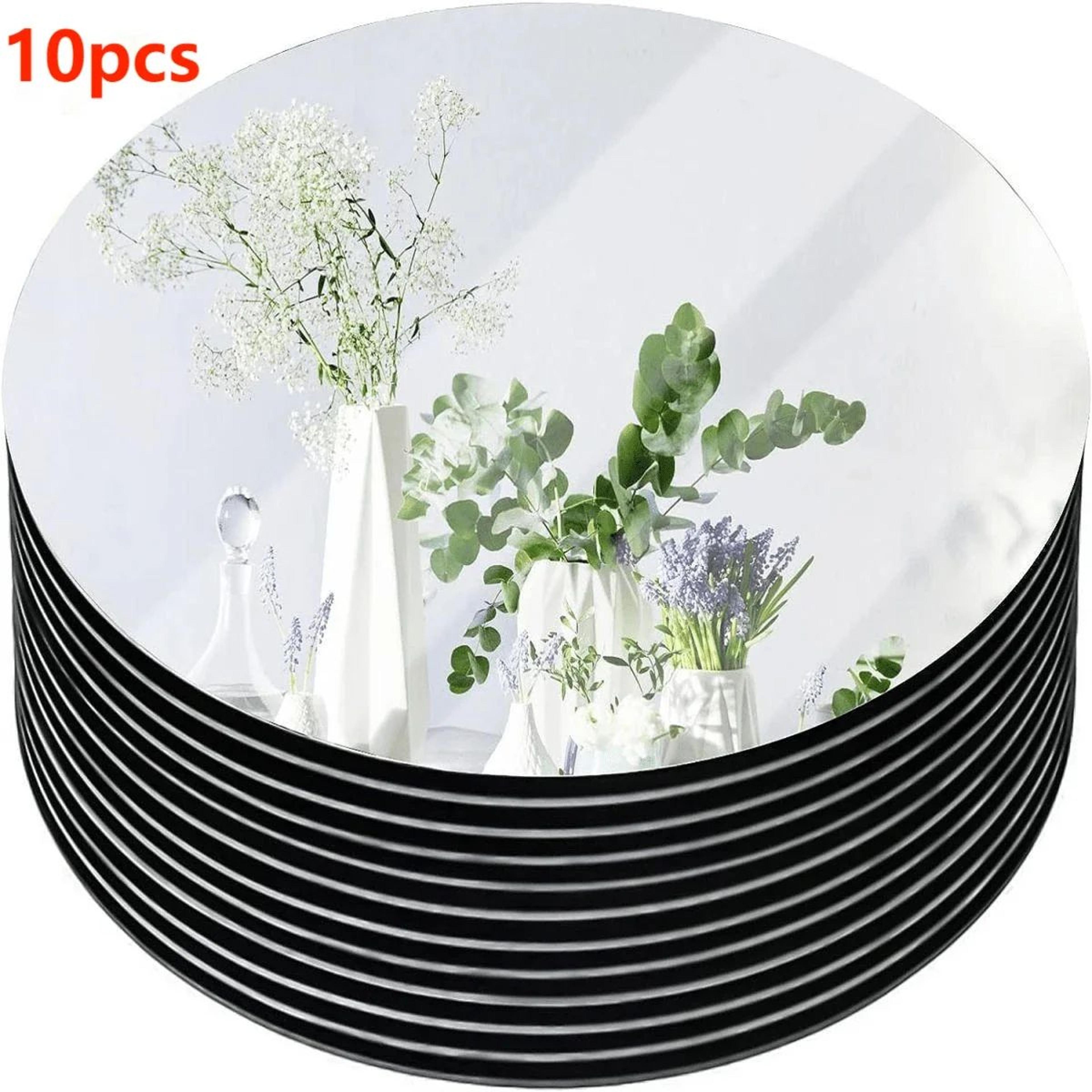 10 piece acrylic round mirror trays for centerpieces and decor