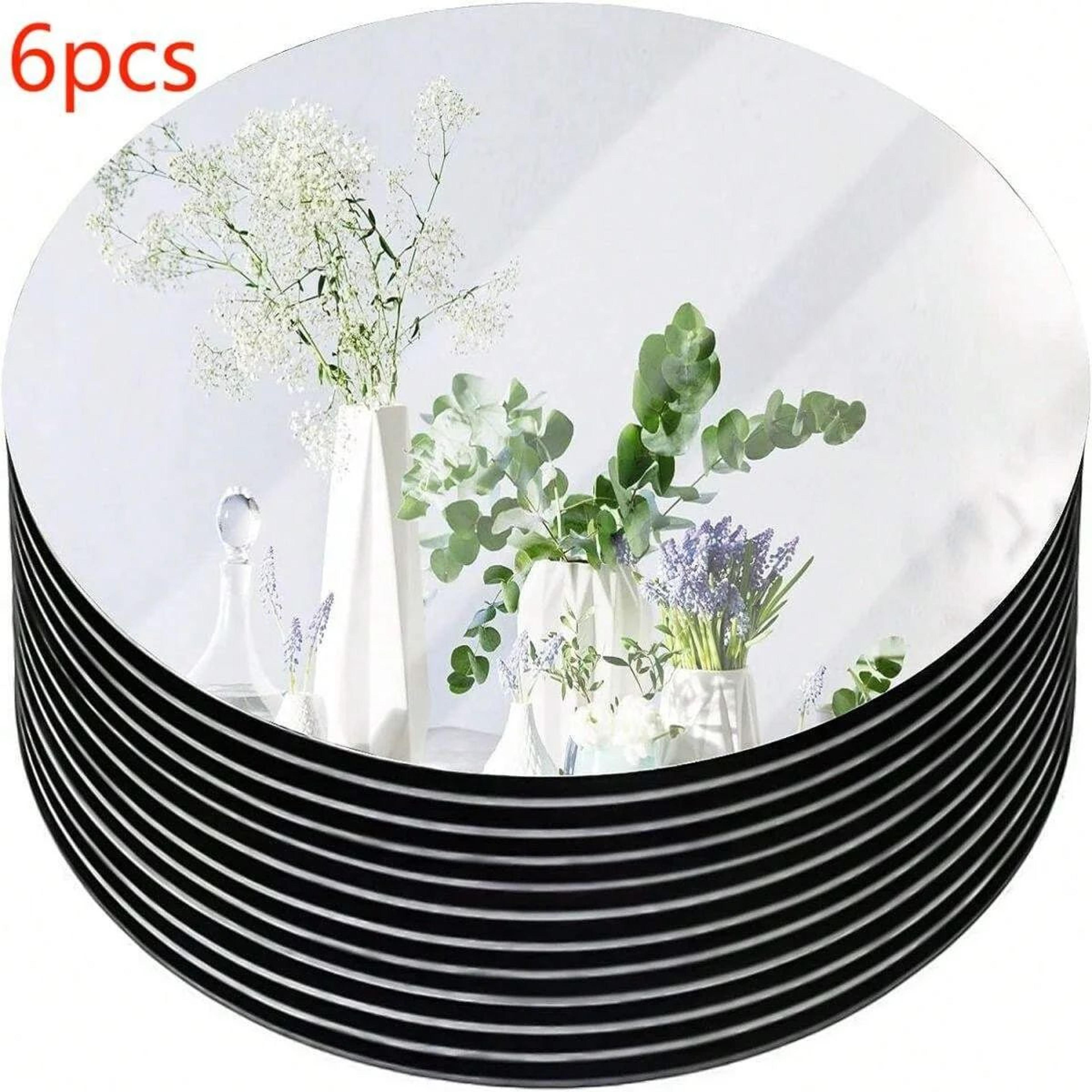 6 piece acrylic round mirror trays for wedding centerpieces