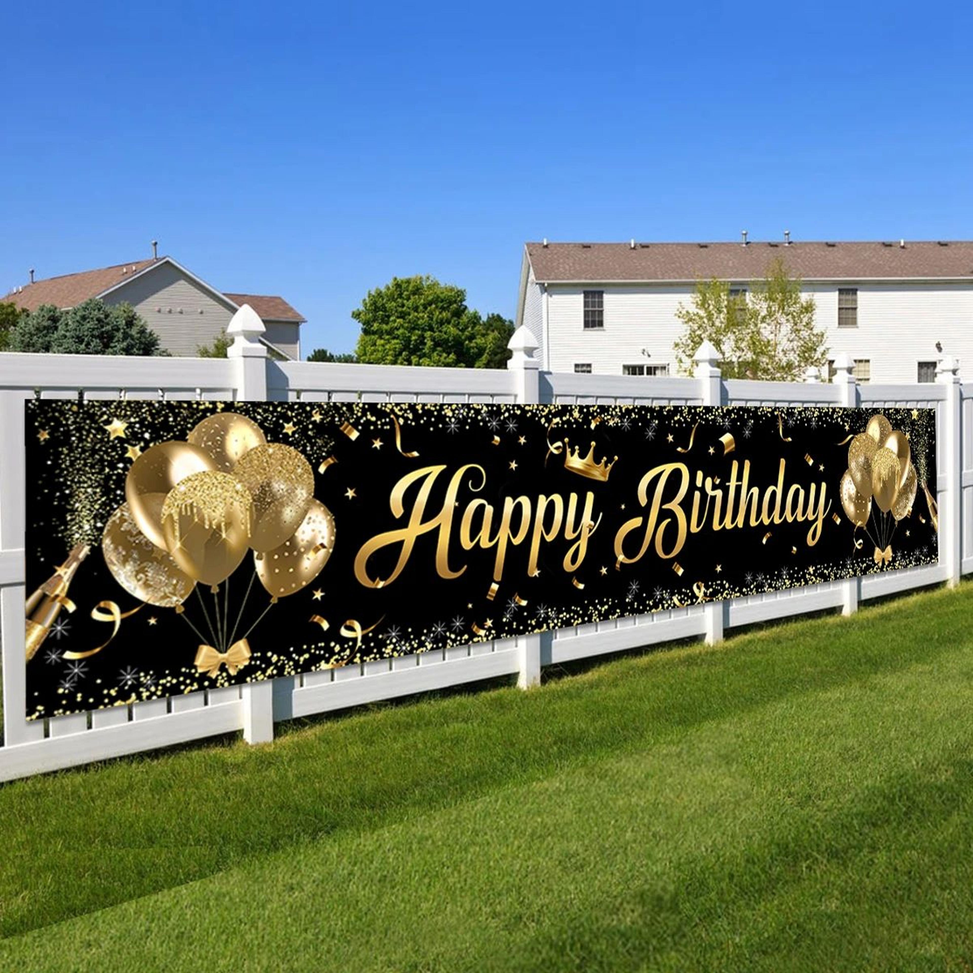 black gold happy birthday banner party decoration