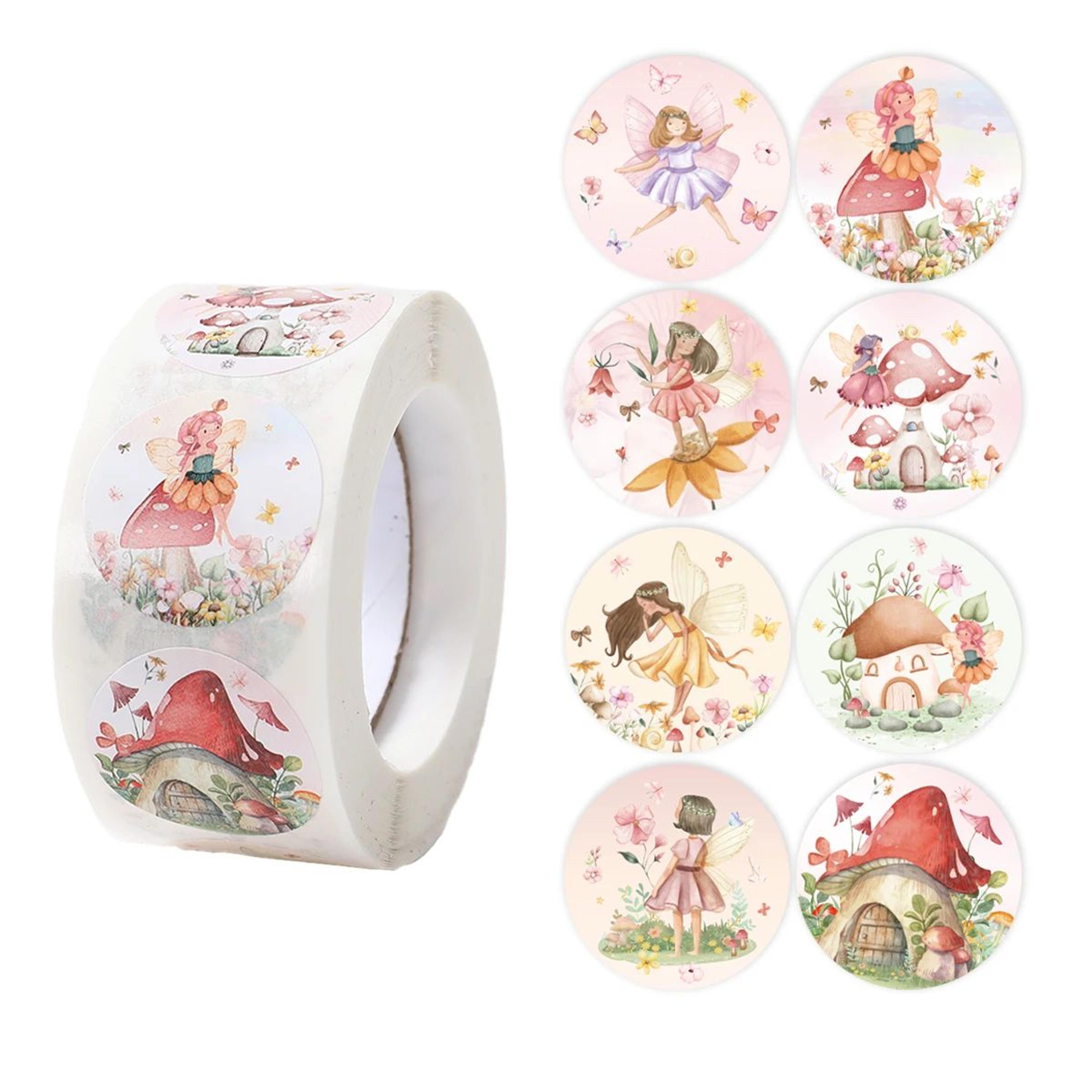 fairy theme round stickers roll for crafts and party favors