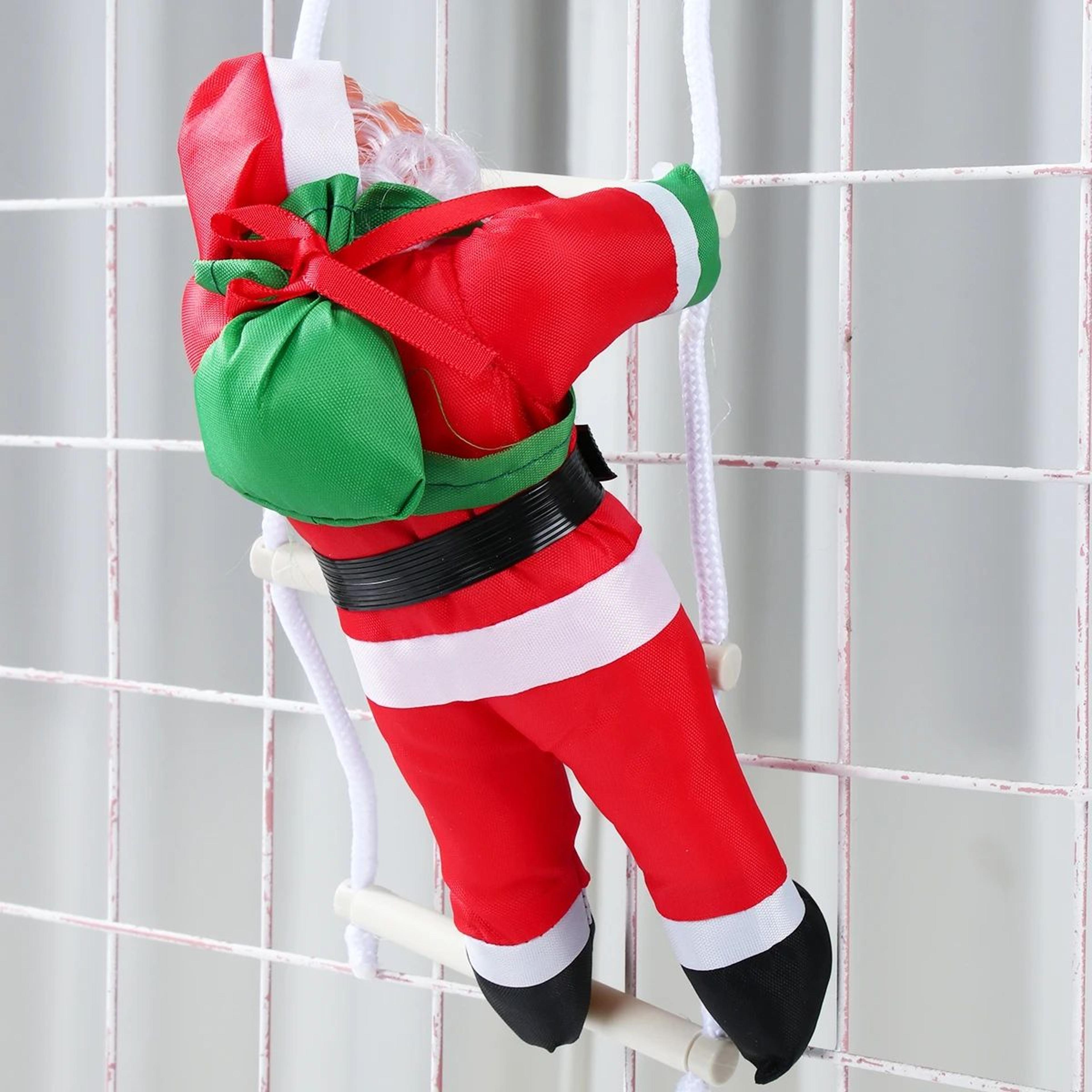 christmas santa claus climbing ladder hanging decoration