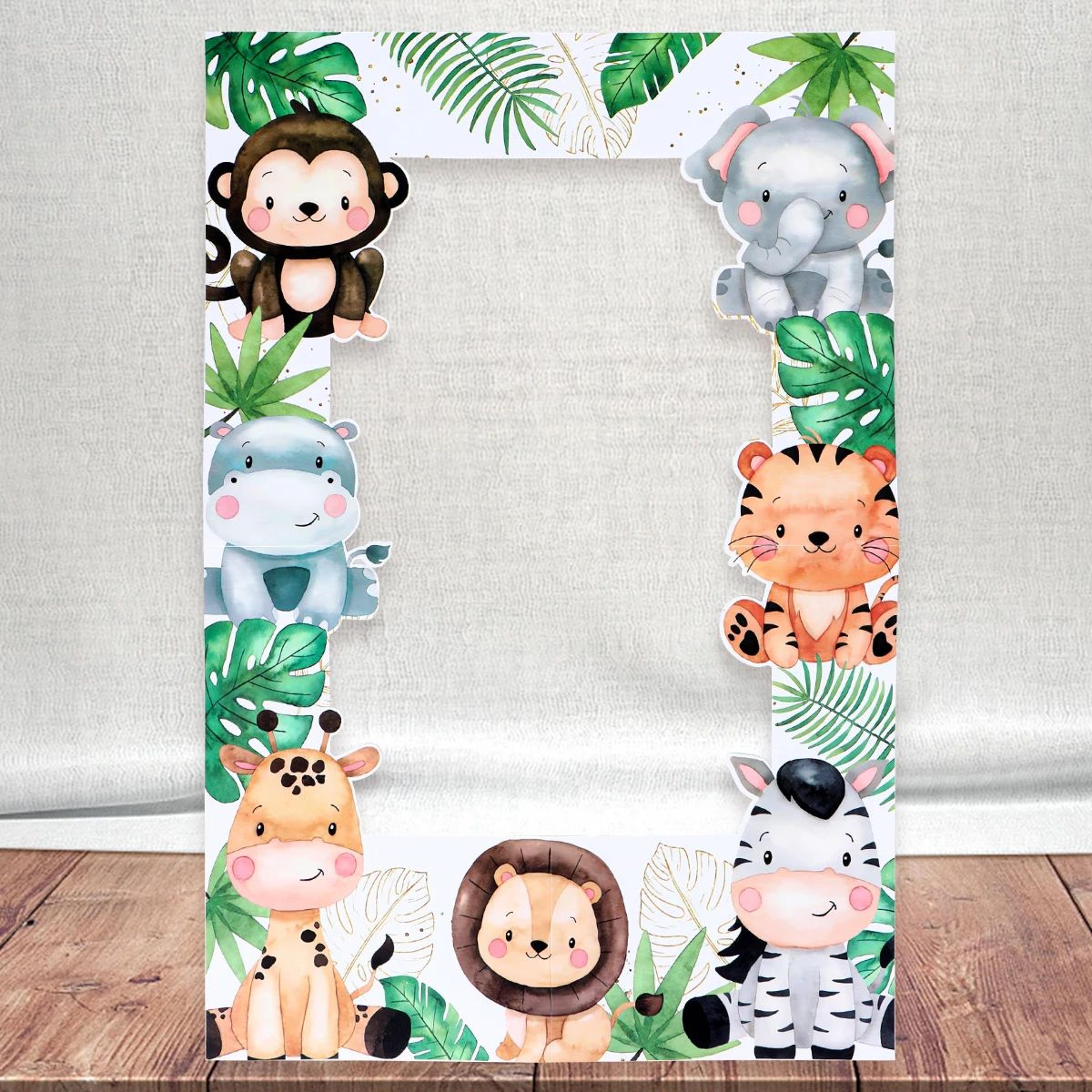 jungle safari party photo booth frame and tablecloth set