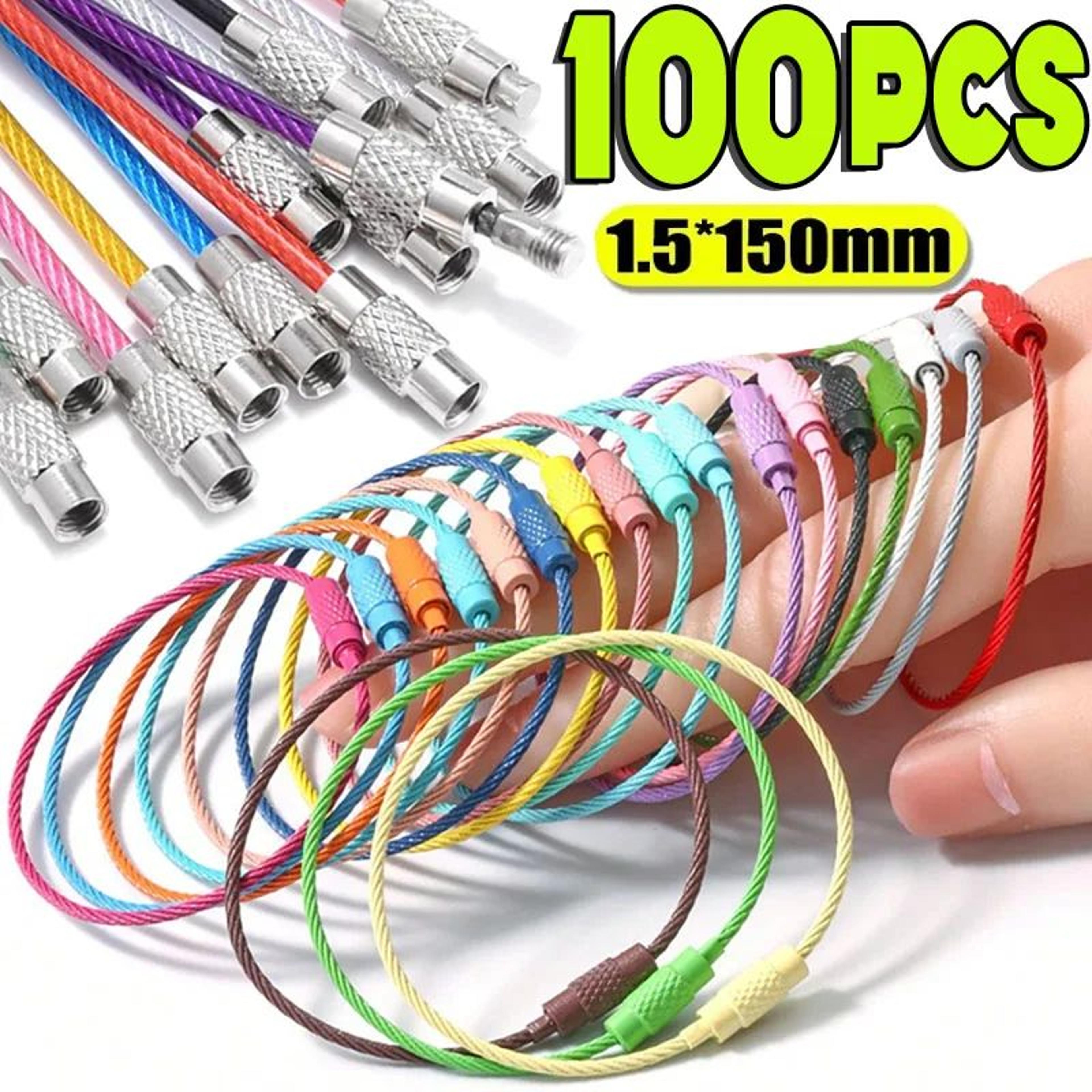 stainless steel wire cable keychain rings with screw lock