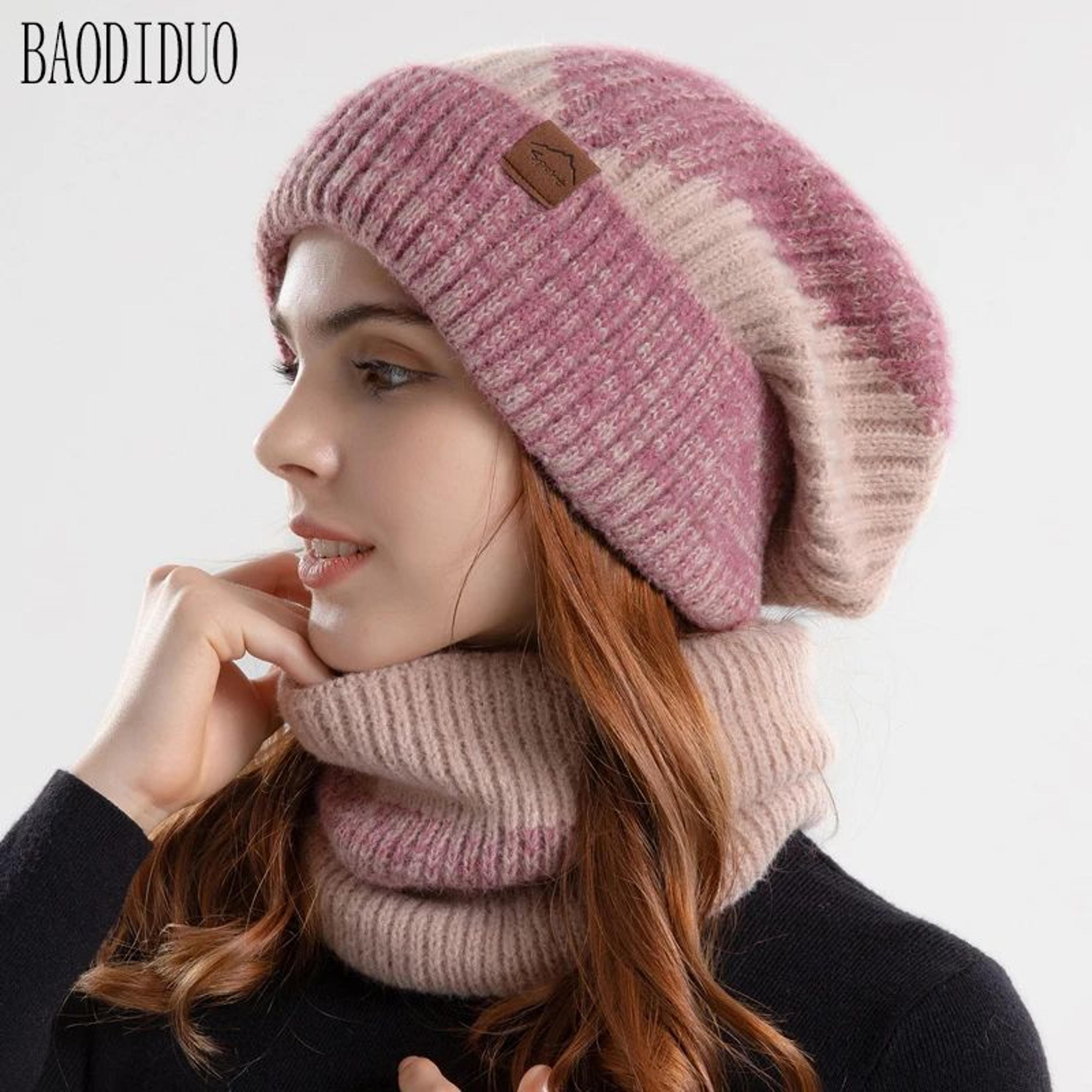 winter knitted beanie and scarf set