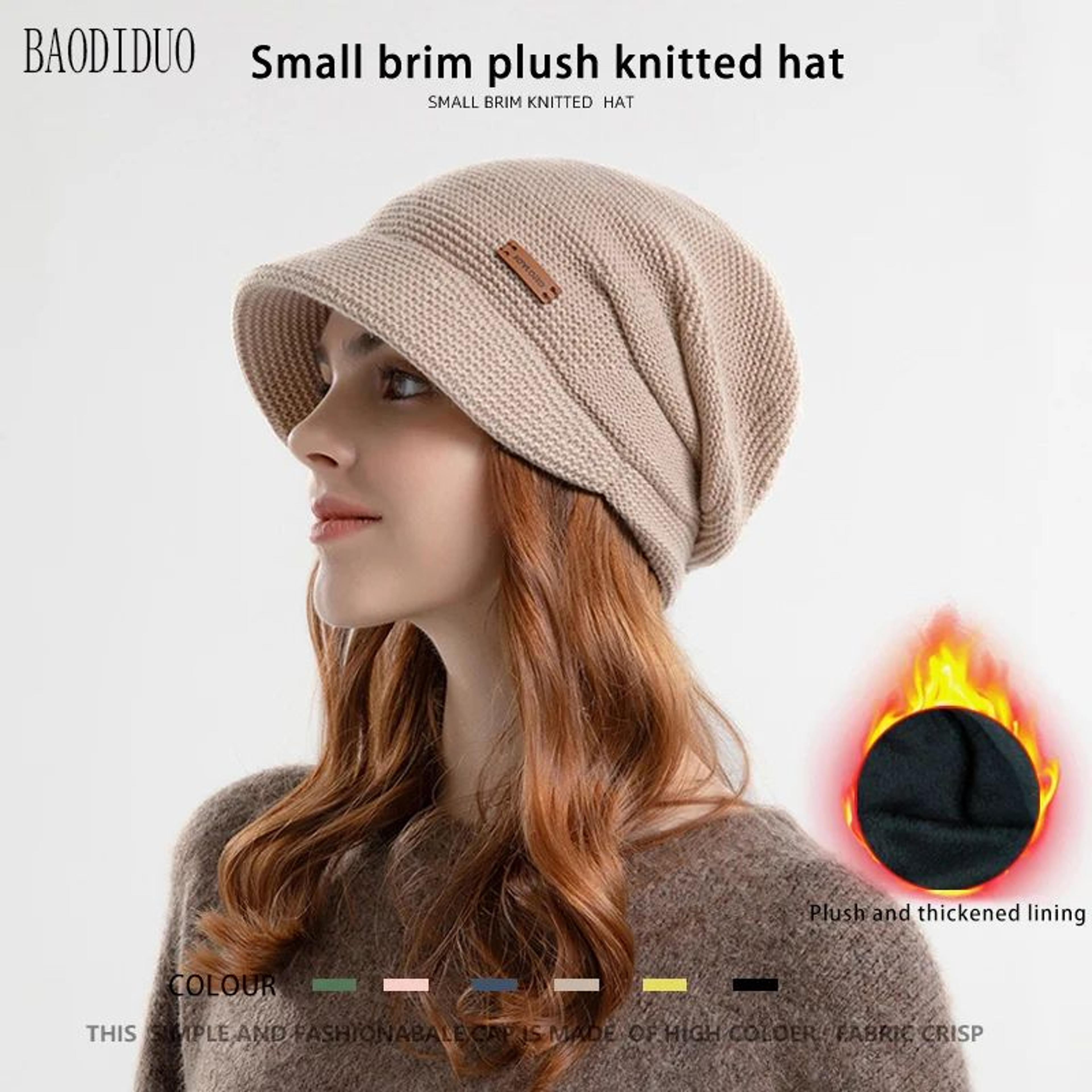 women's winter fleece lined brim hat