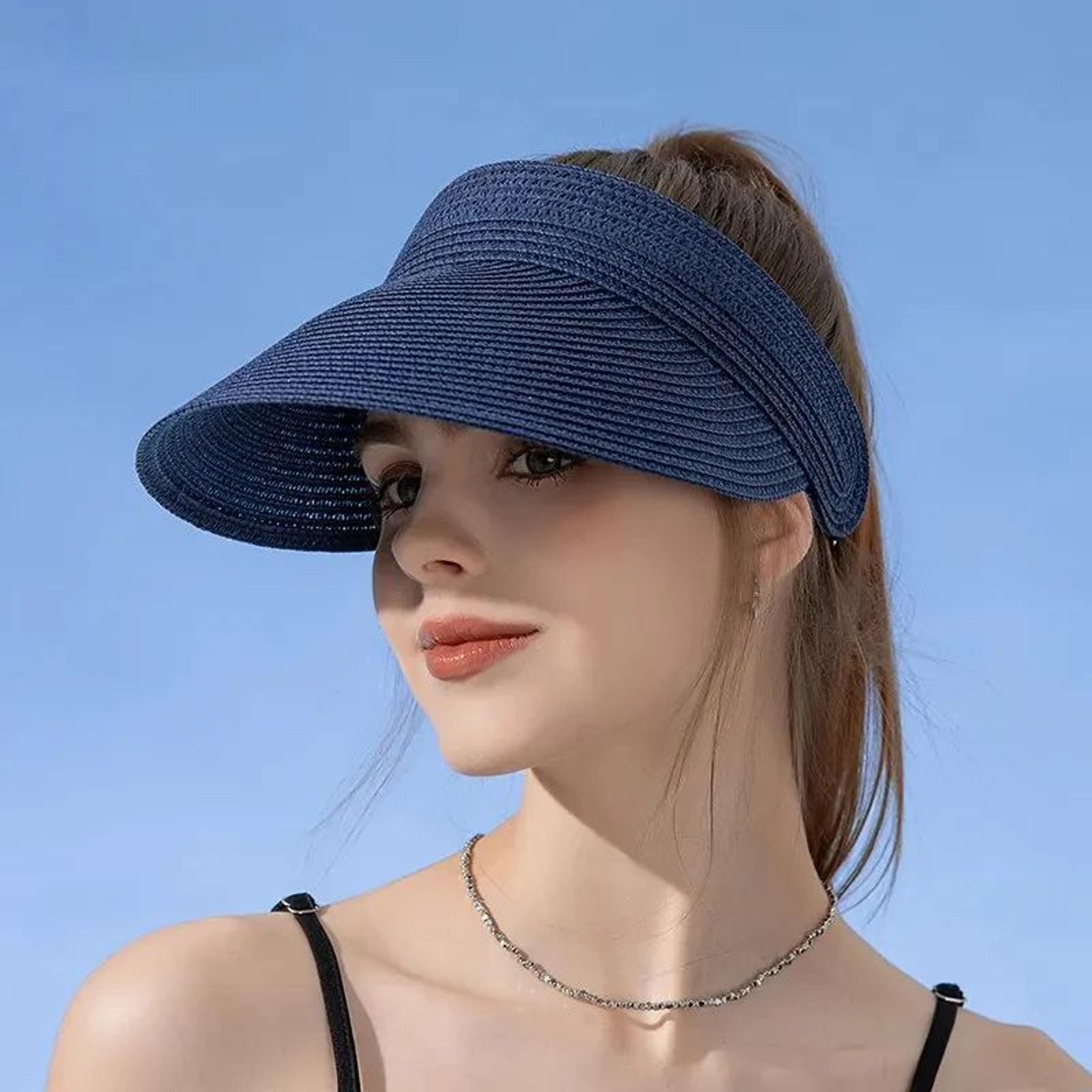 womens open top wide brim straw sun hat