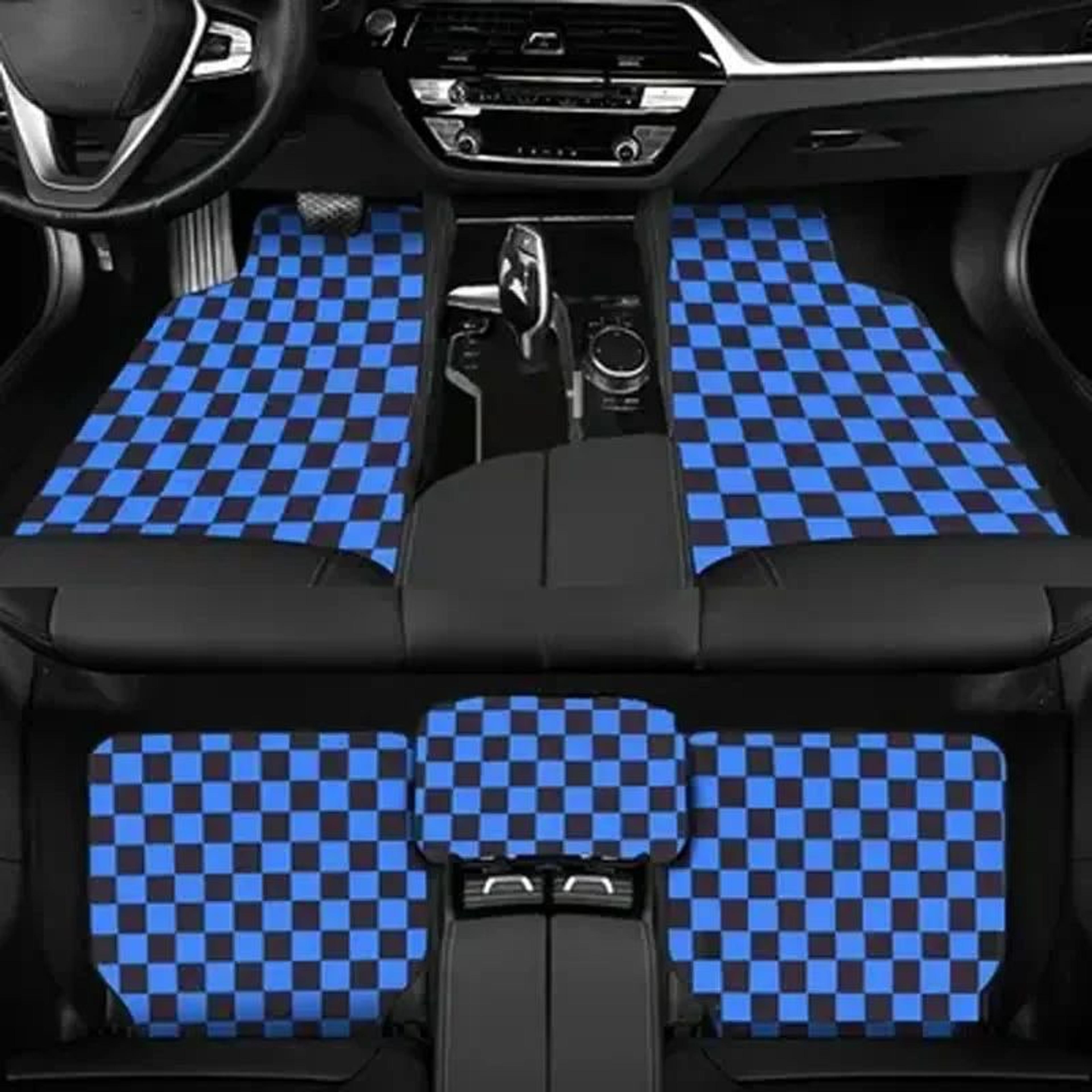 universal checkerboard anti slip car floor mat set