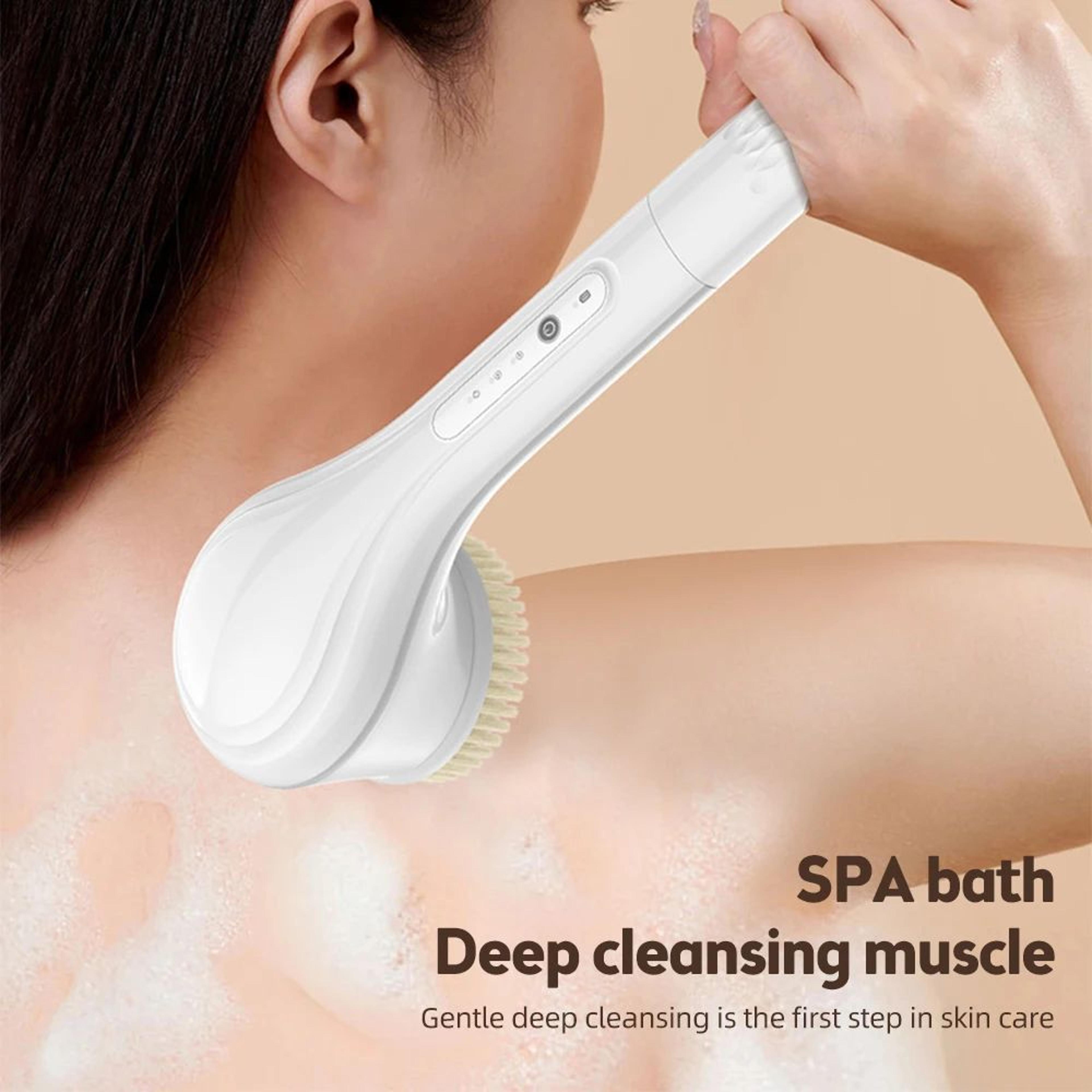 cordless electric spin scrubber with 6 brush heads and long handle