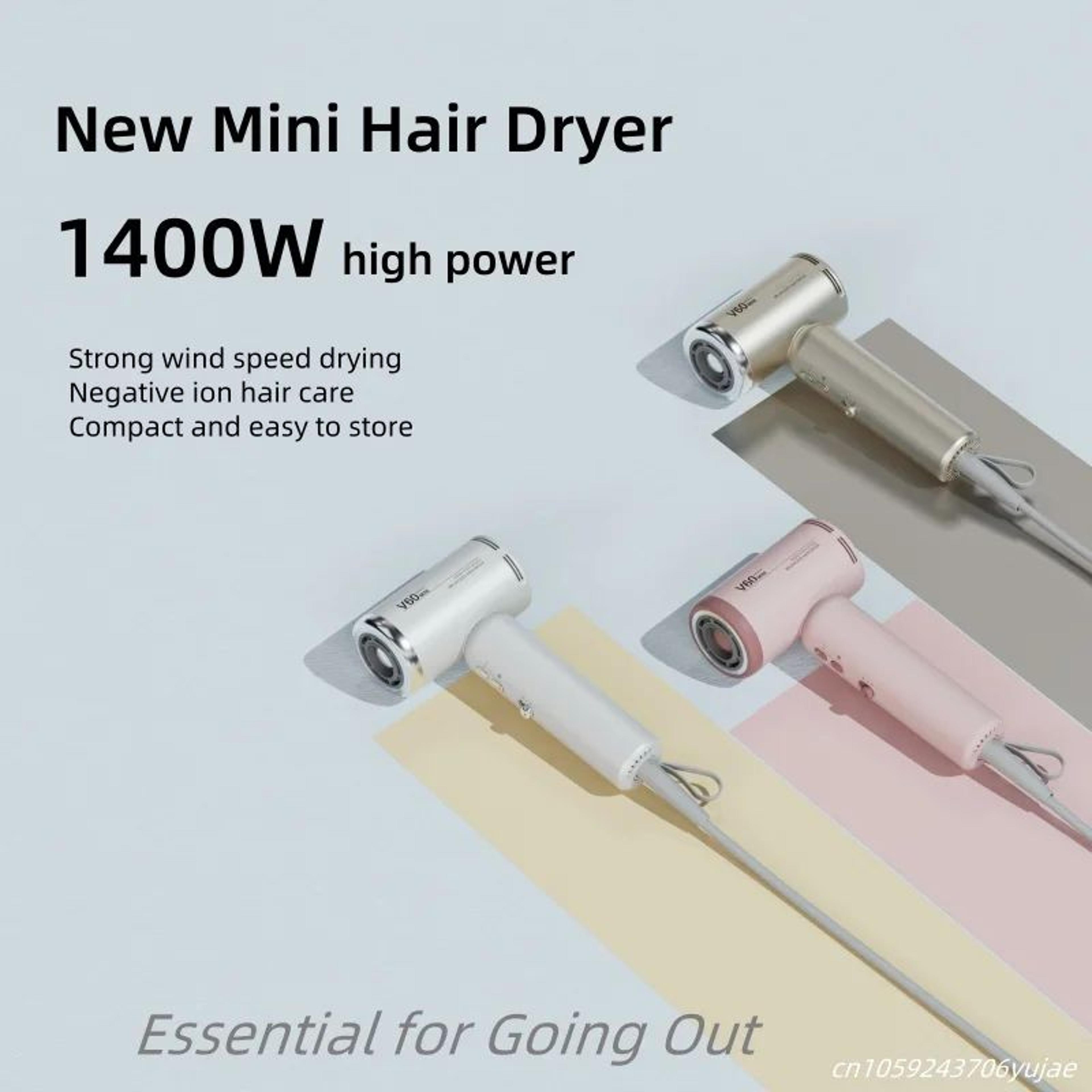mini 1400w high speed ionic travel hair dryer