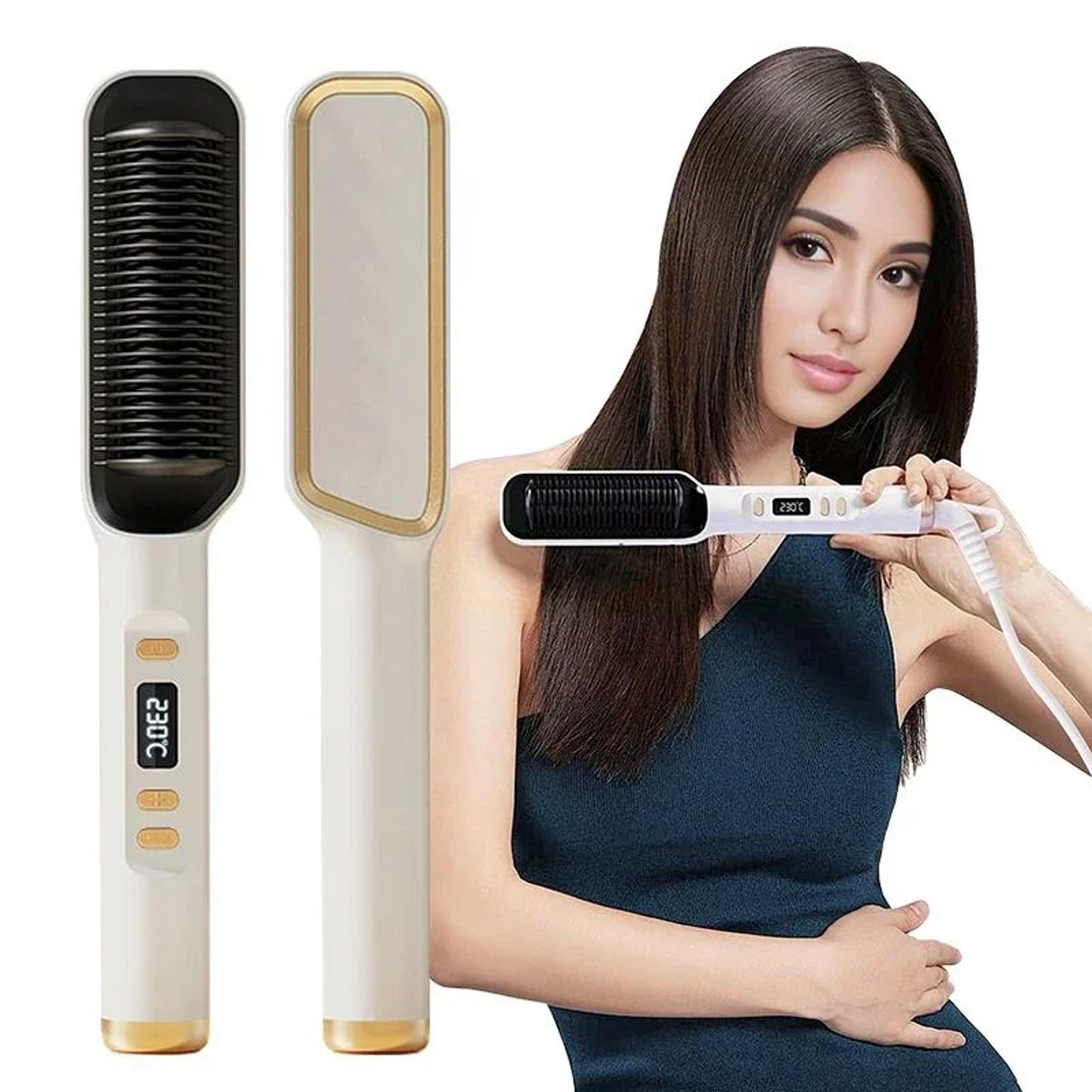 lcd electric hair straightener comb with anti scald design