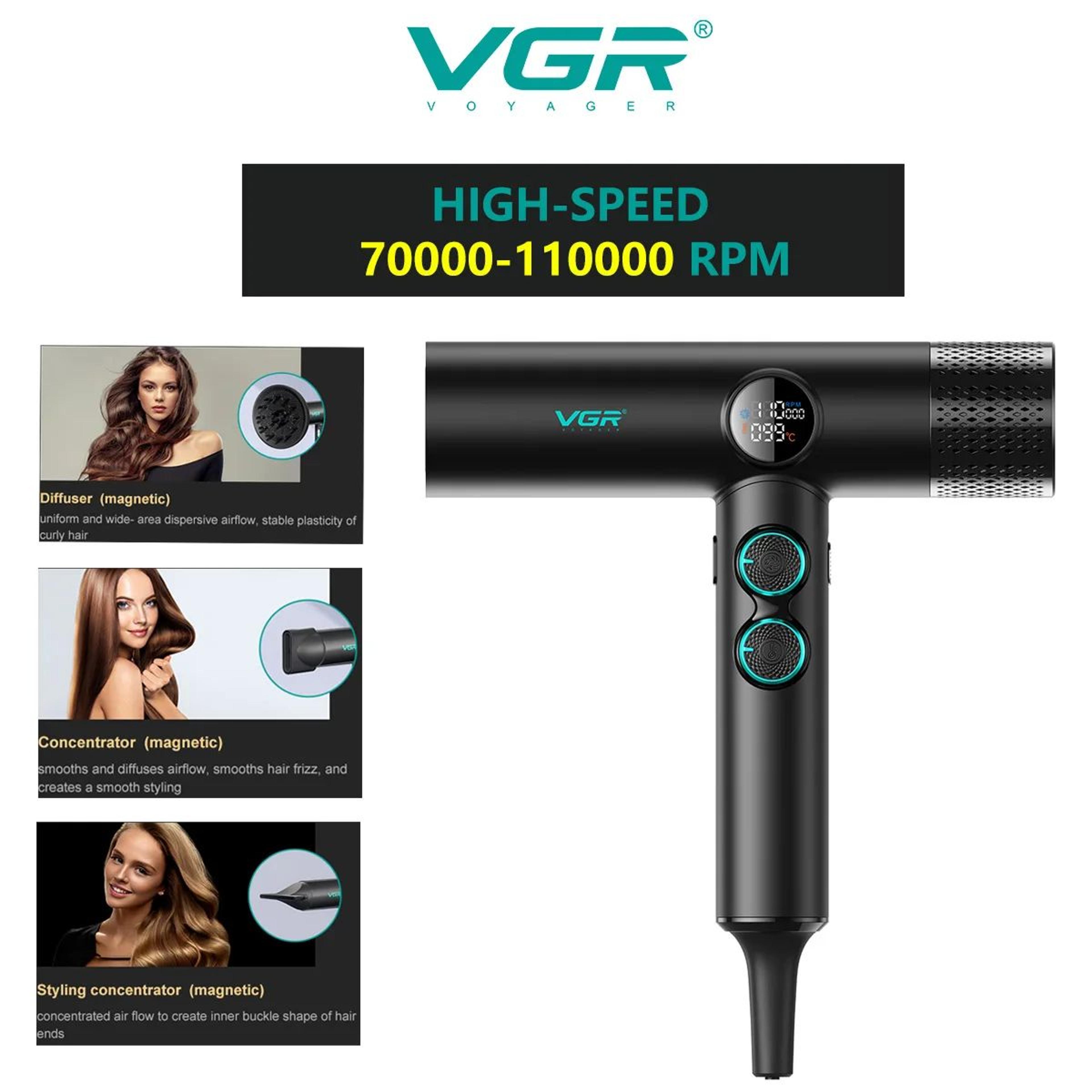 vgr v-401 professional leafless ionic hair dryer