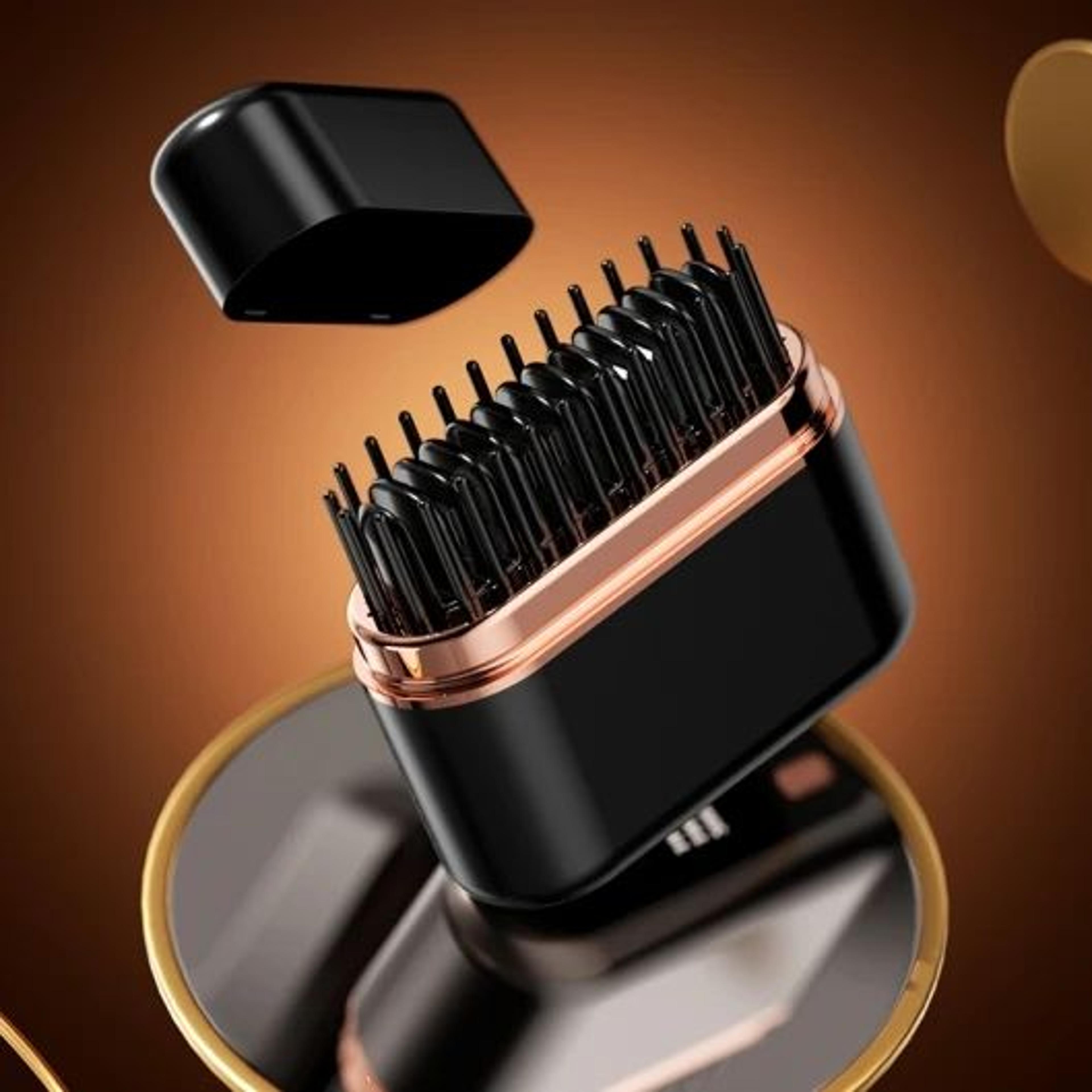portable wireless heated hair straightening brush