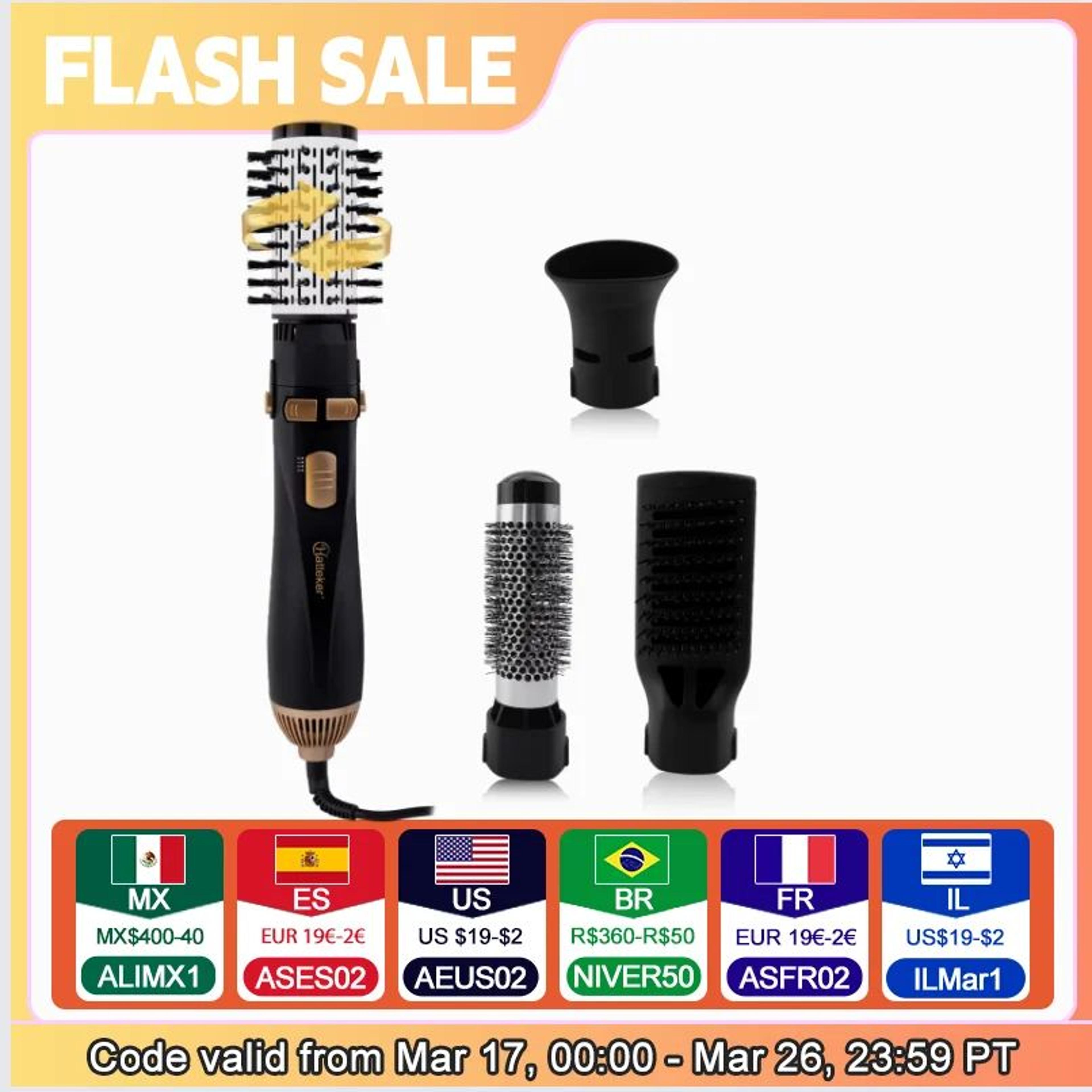 hatteker 4 in 1 hot air brush hair dryer and styling tool