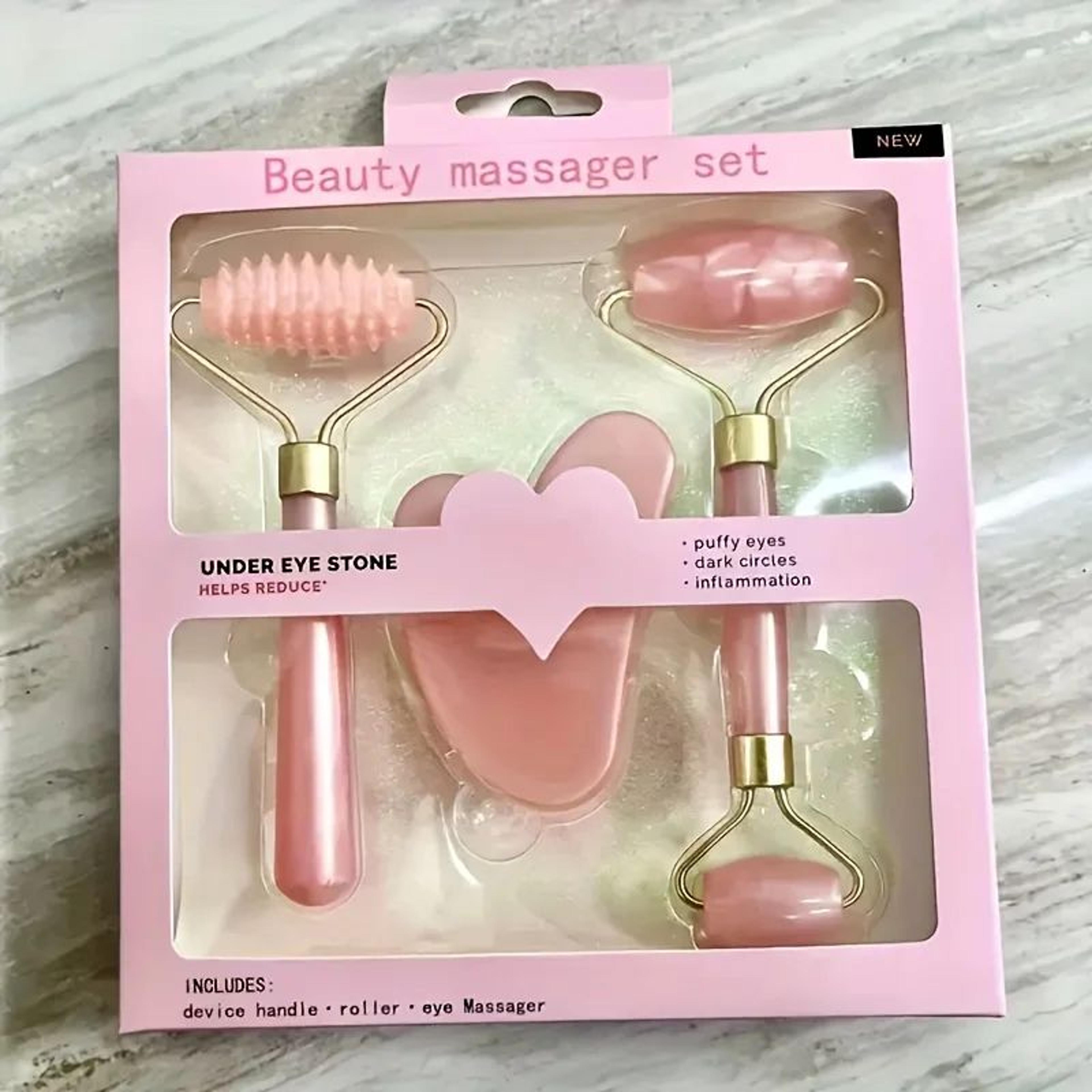 heart shape facial roller and gua sha massage set