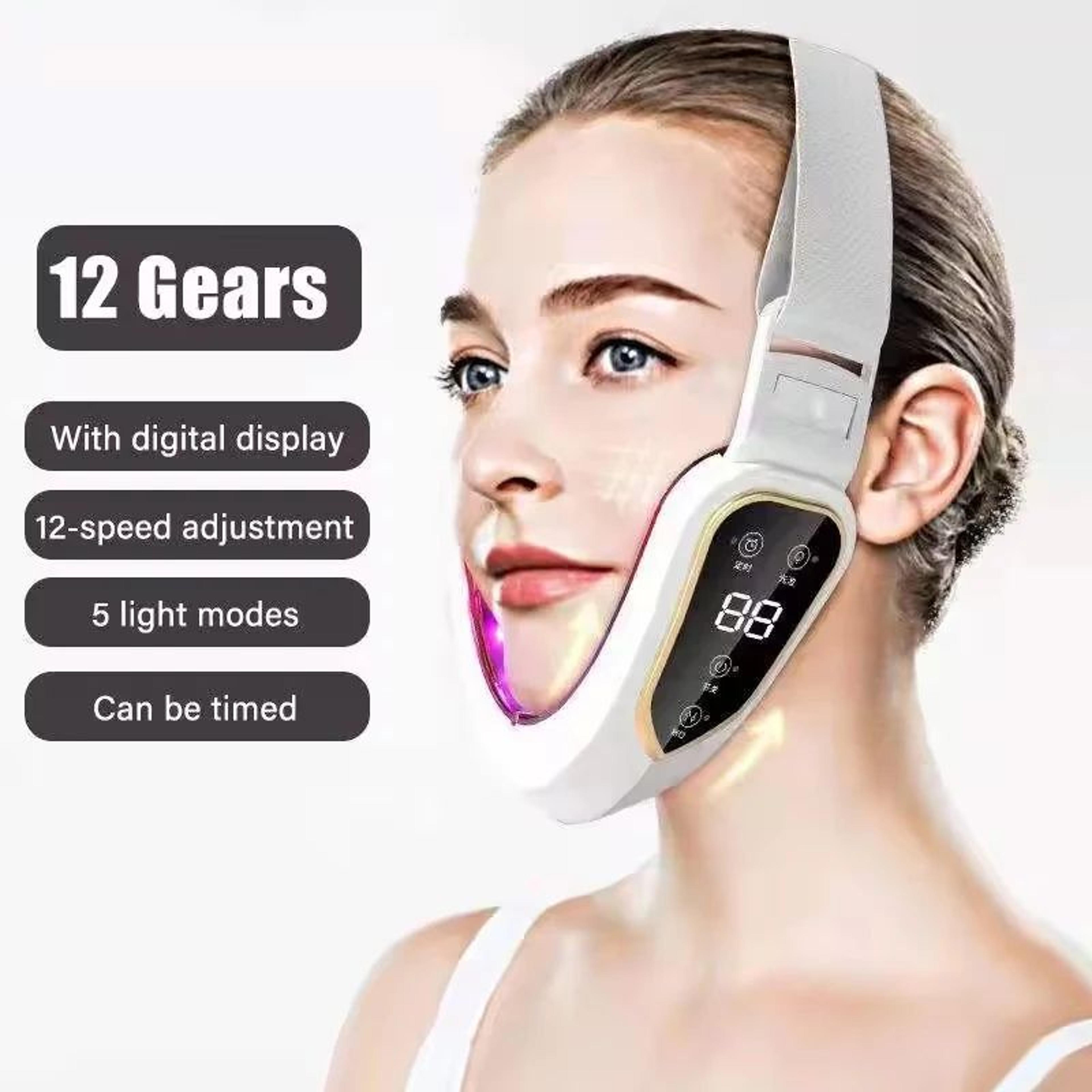 led photon facial lifting massager with heat and vibration