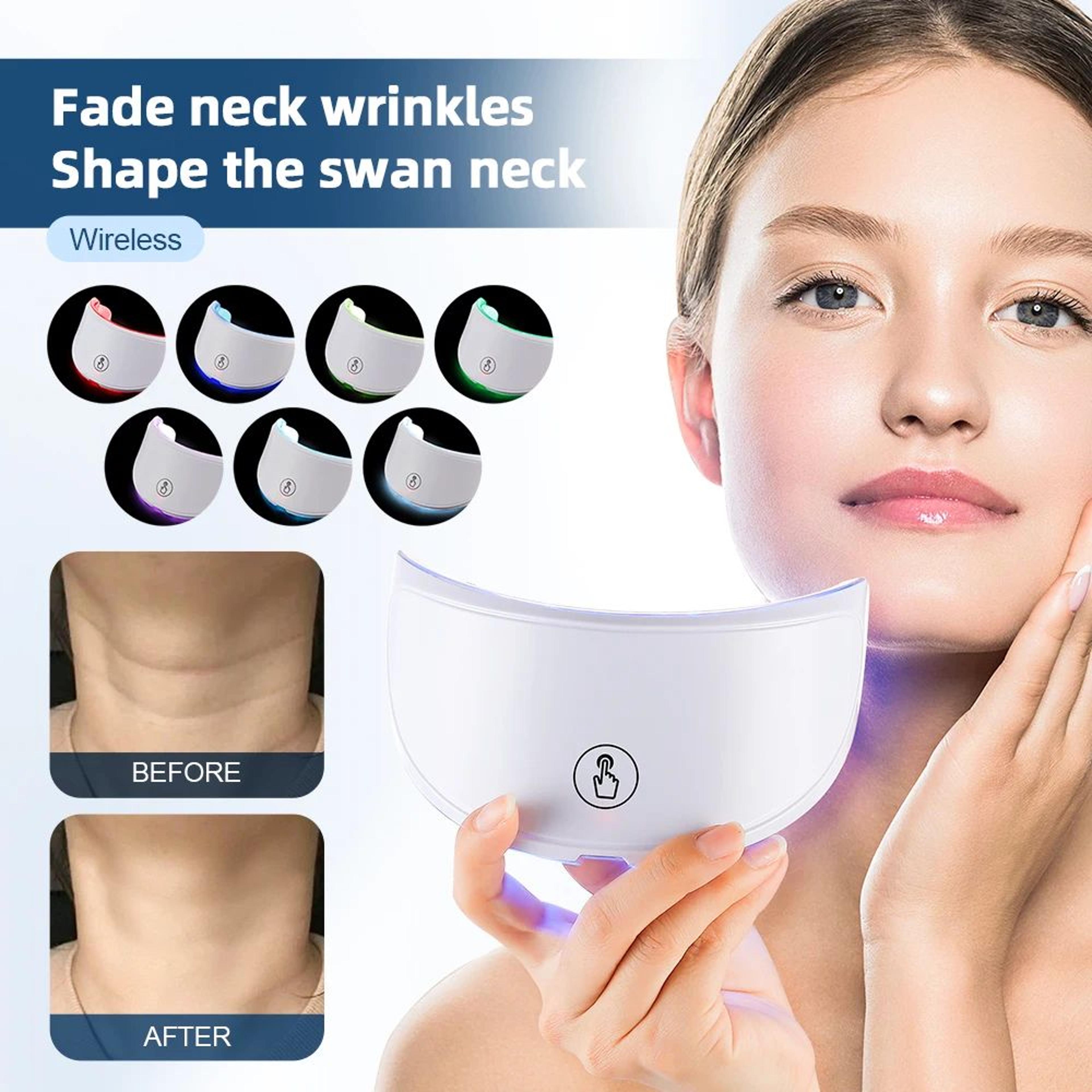 7 color led photon neck beauty mask for skin care