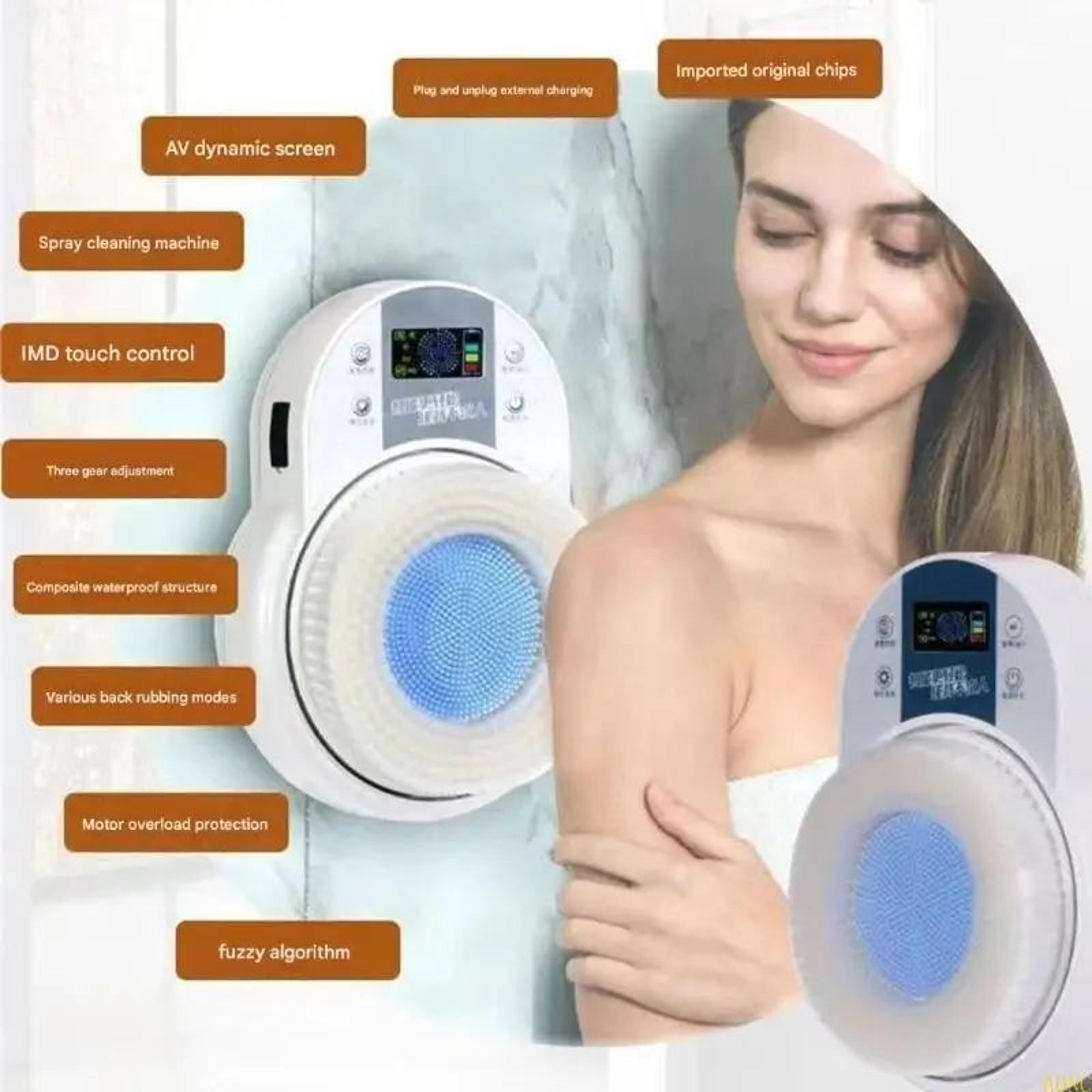 electric bath brush with soft brush head for delicate skin