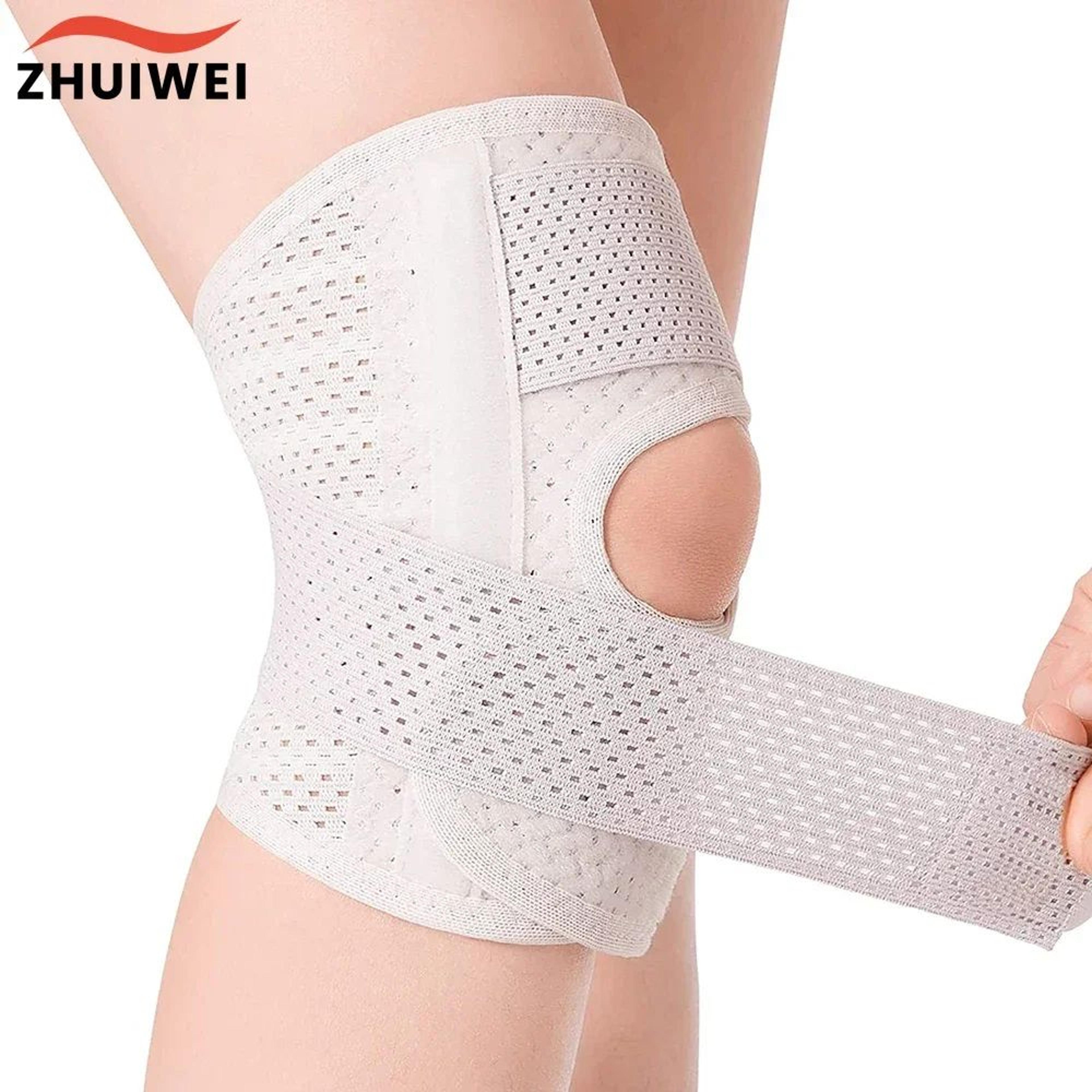adjustable knee brace with side stabilizers and compression support