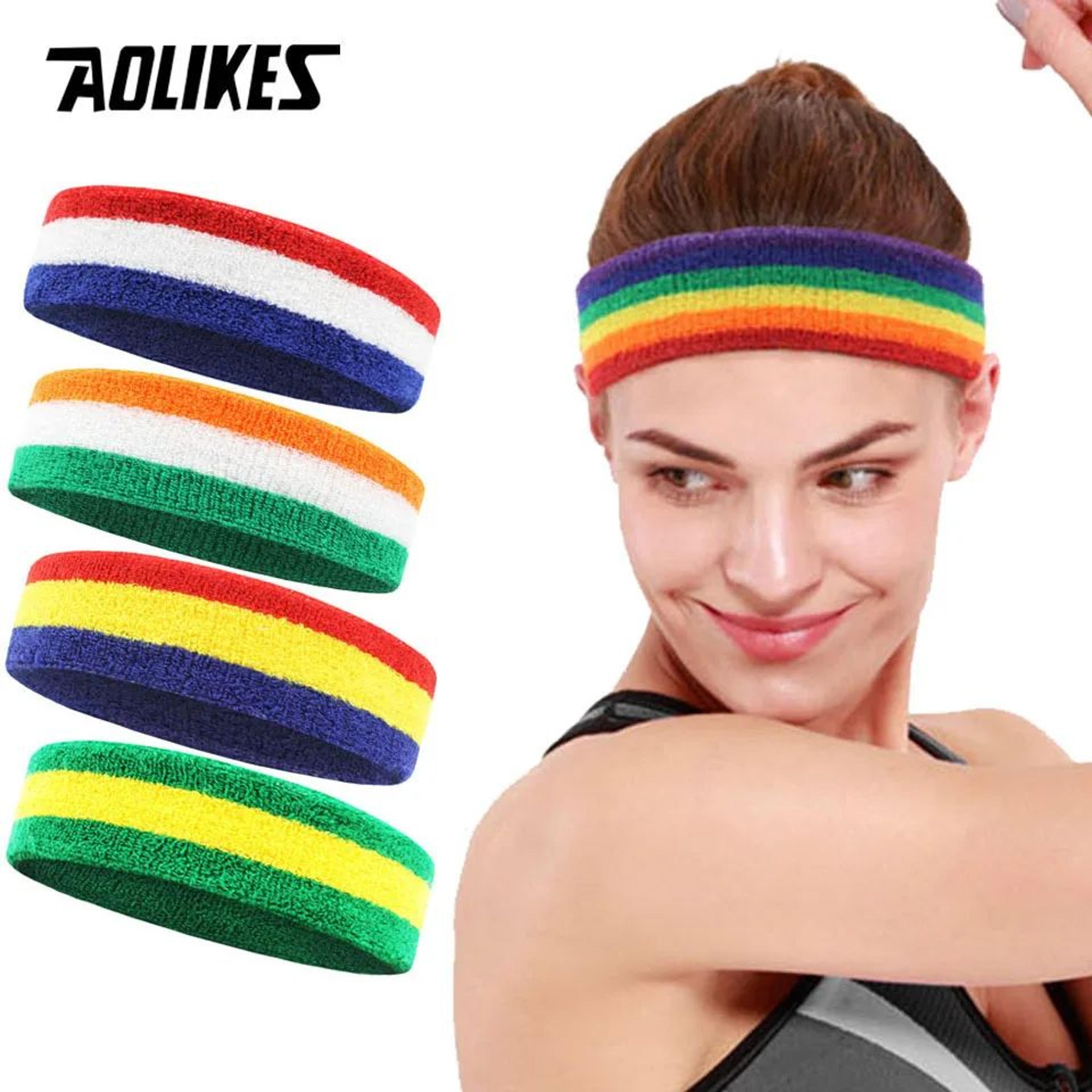 aolikes cotton sports headband sweatband for gym and running