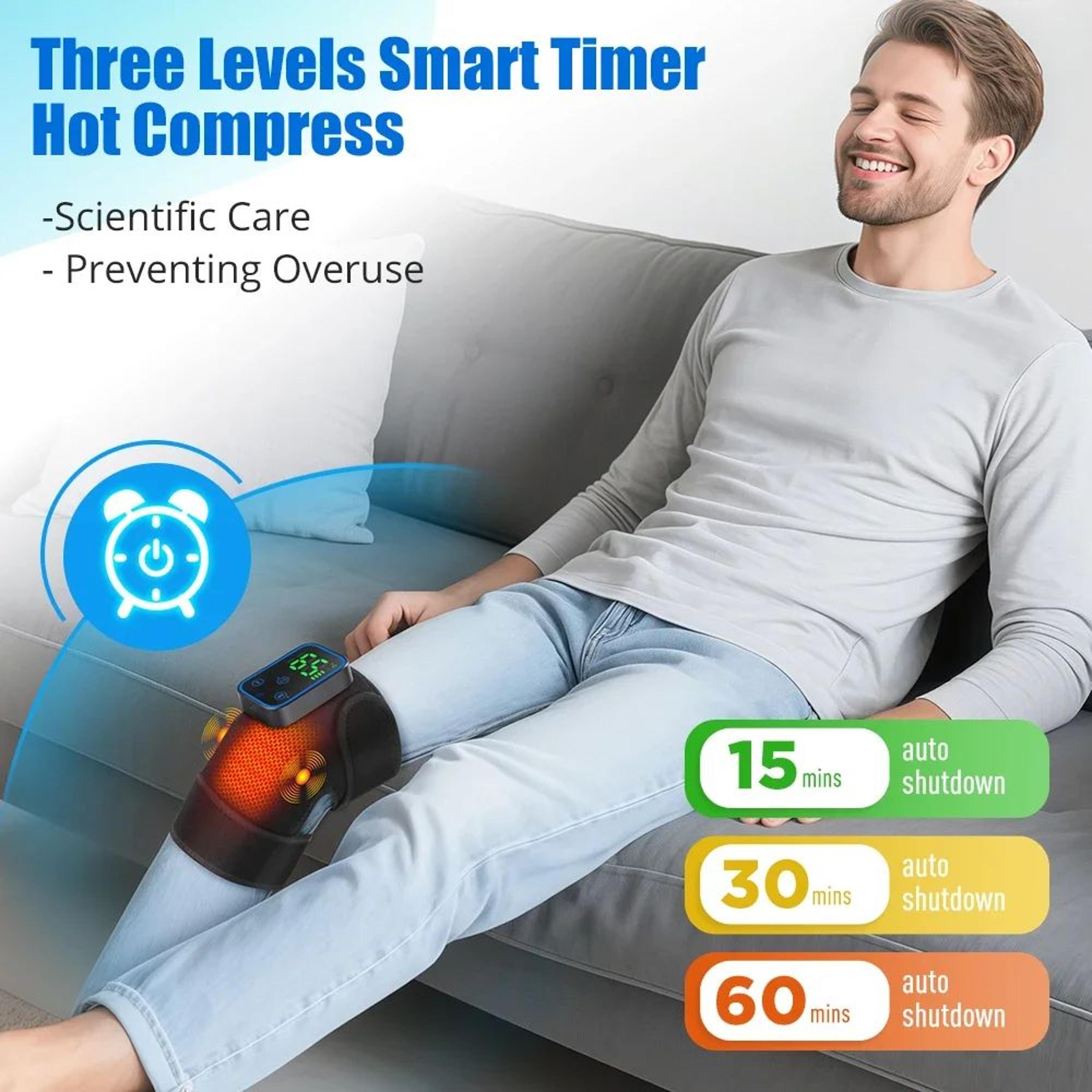 graphene wireless knee massager with heat vibration and app control