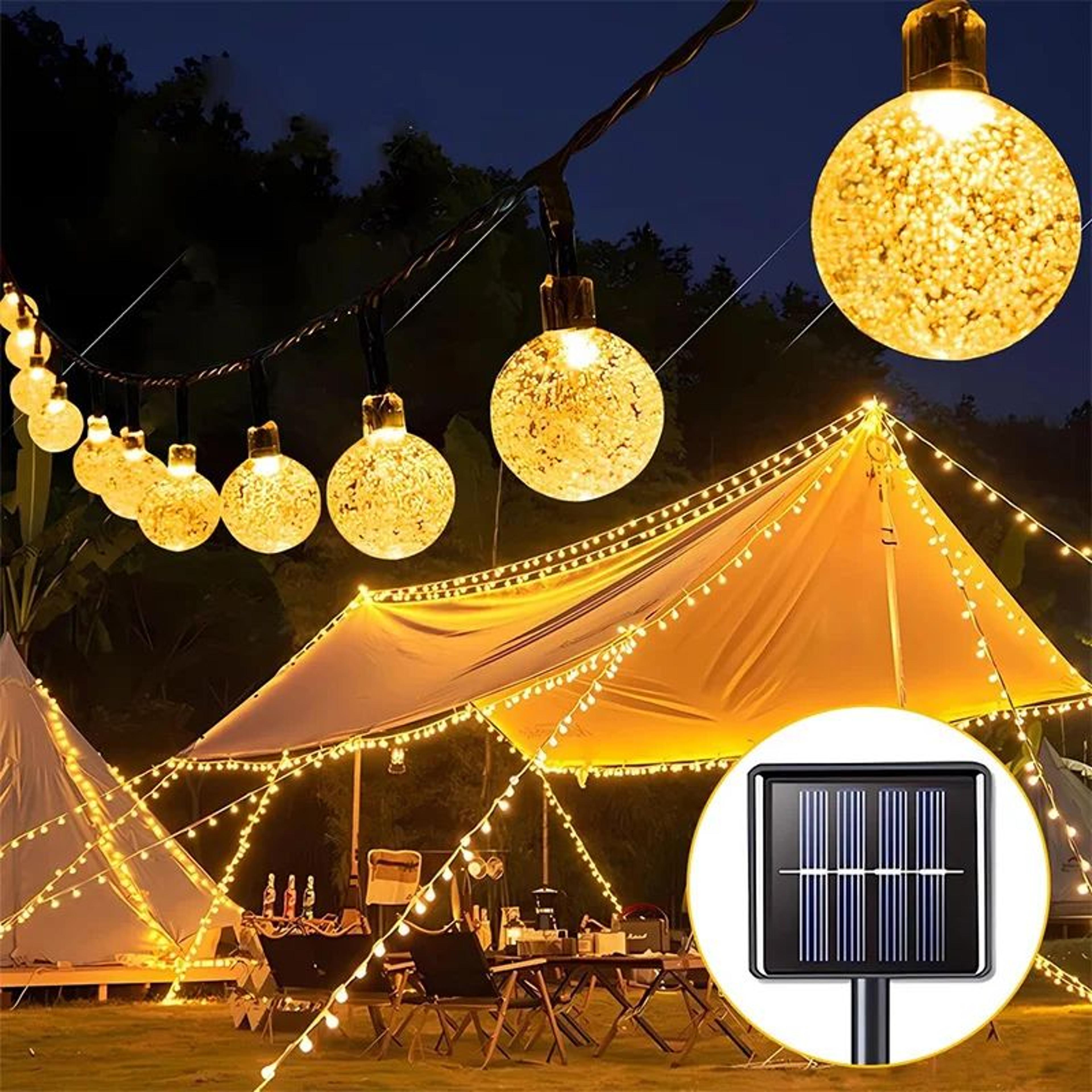 solar crystal string lights outdoor waterproof with 8 lighting modes