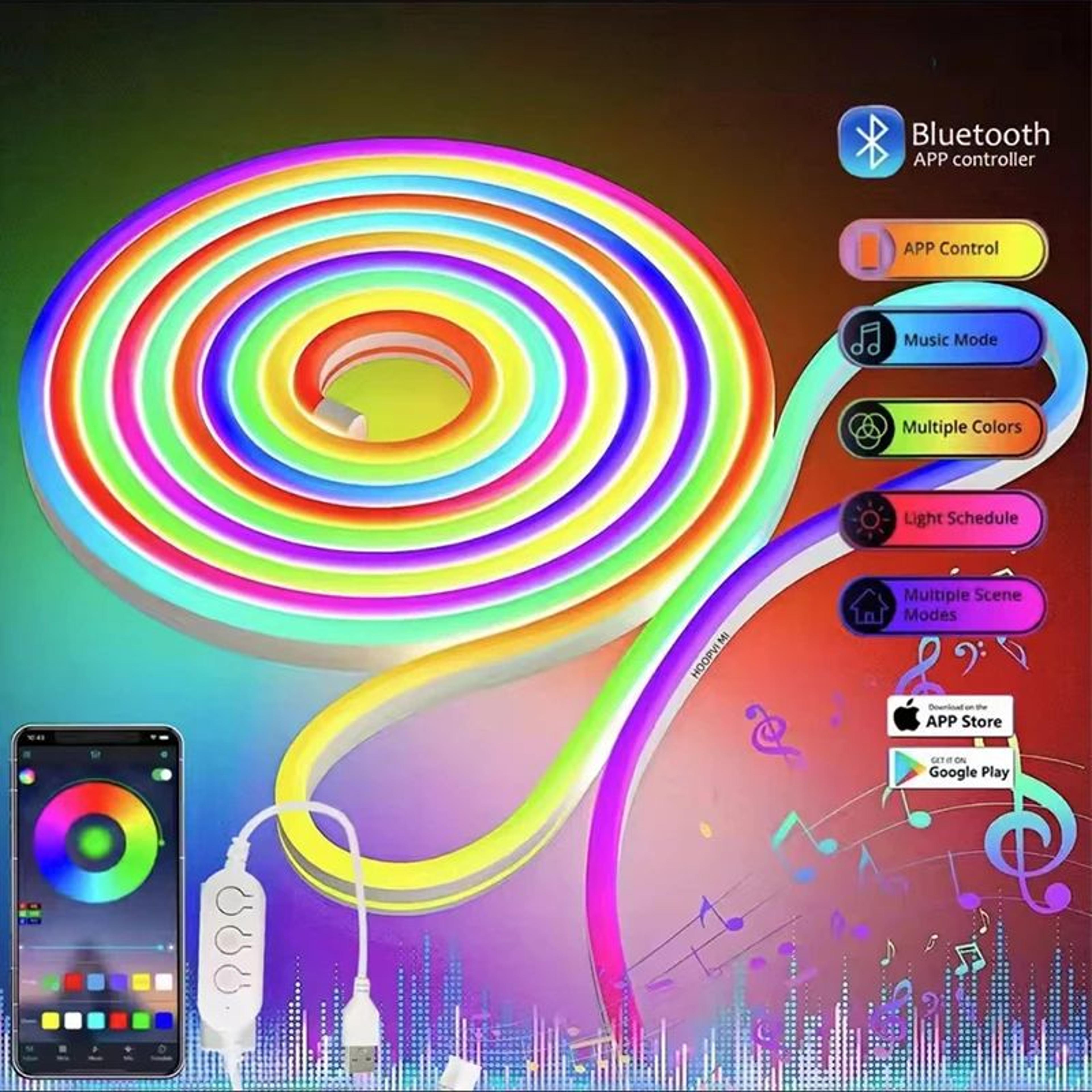 rgb led neon strip light bluetooth music sync waterproof