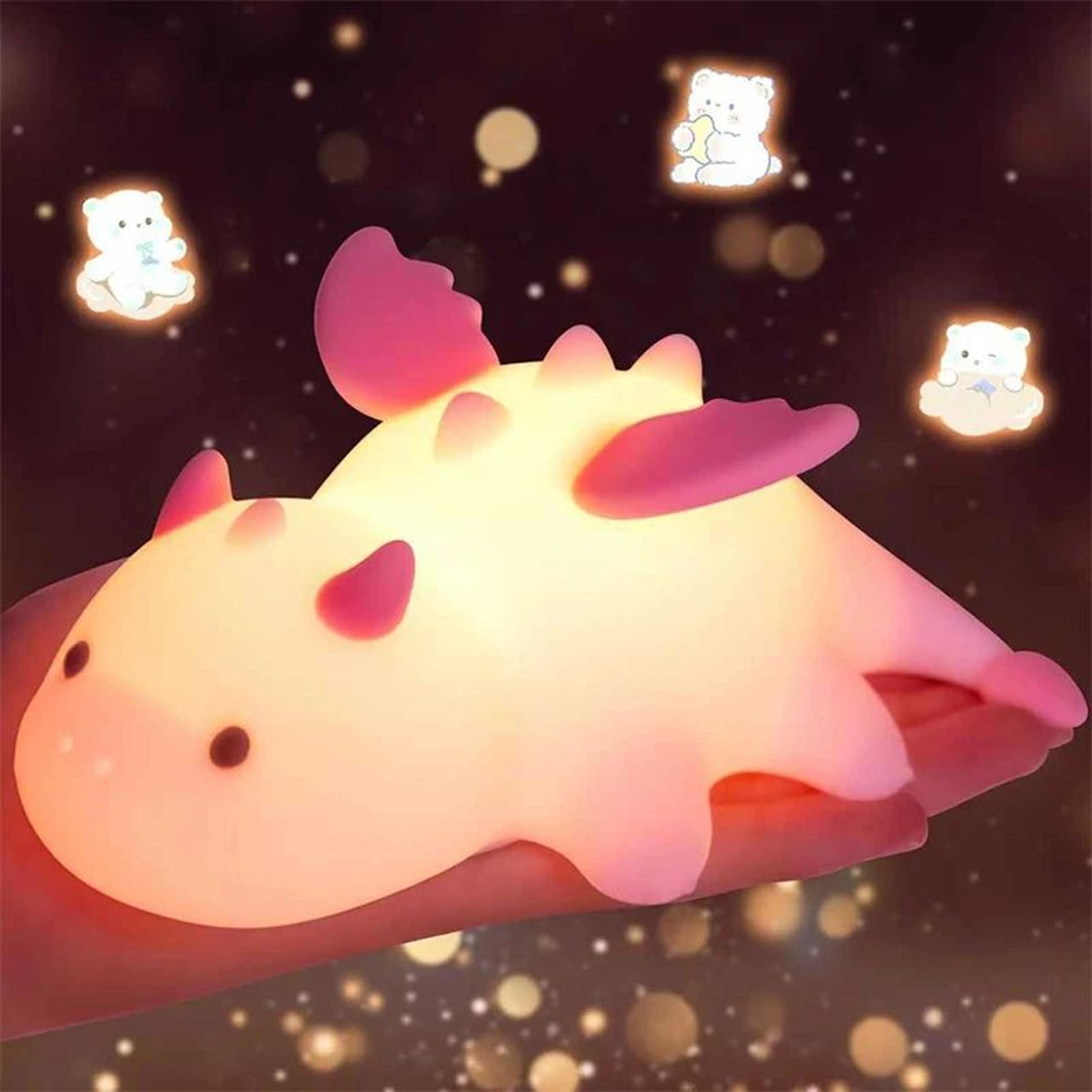 milk dragon silicone night light rechargeable dimmable lamp