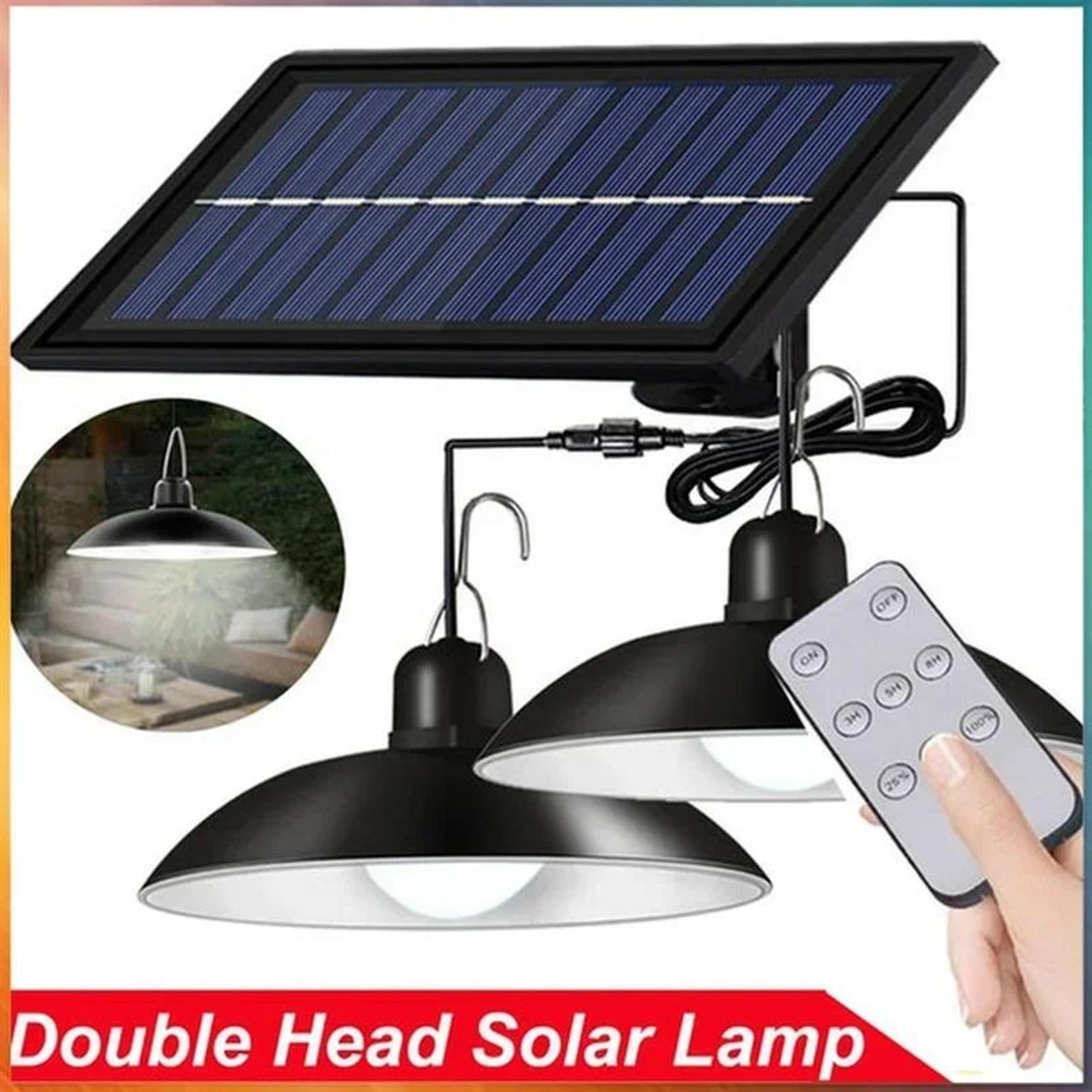 solar double head pendant light waterproof led hanging lamp with remote