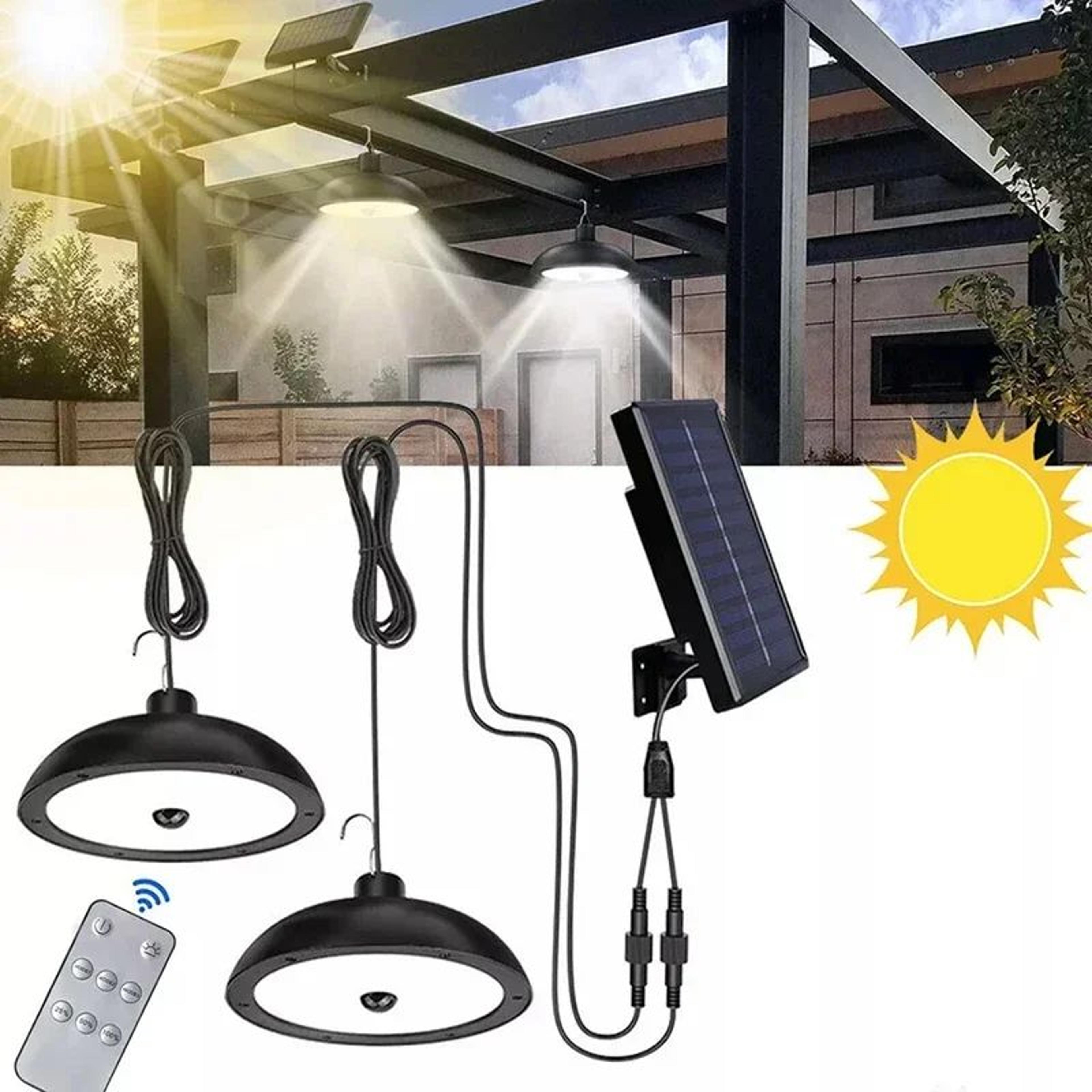 solar led pendant light waterproof hanging lamp with remote control