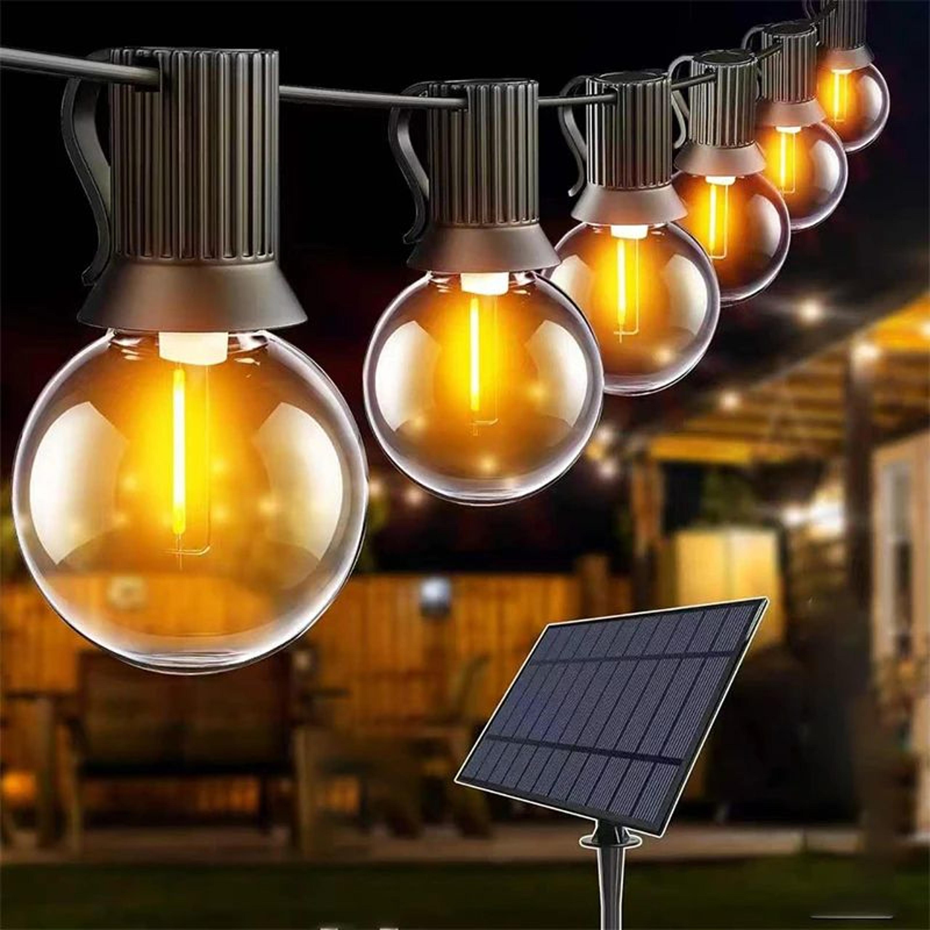 solar g40 string lights waterproof 25 led patio hanging lights