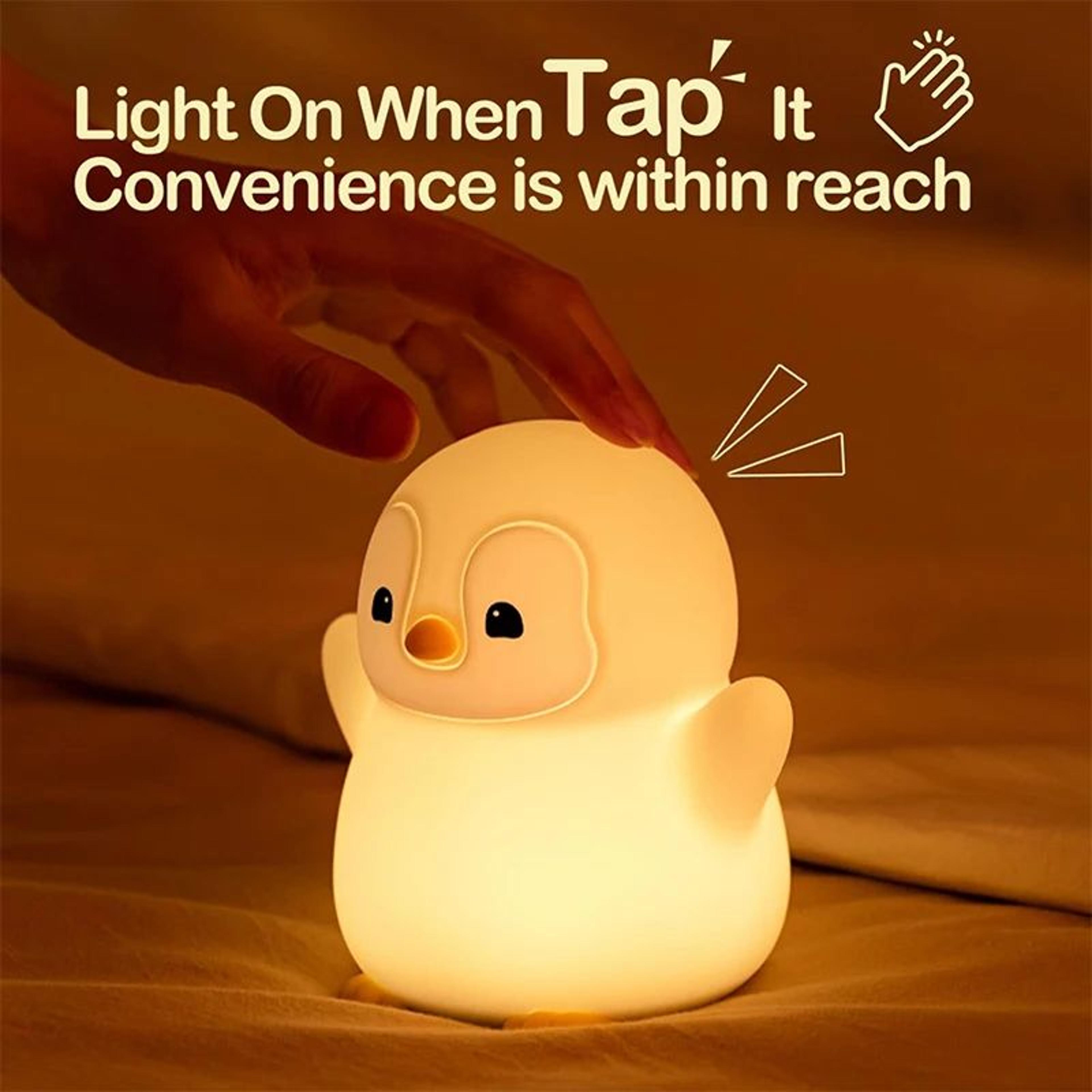 cute penguin silicone led night light dimmable touch lamp for kids