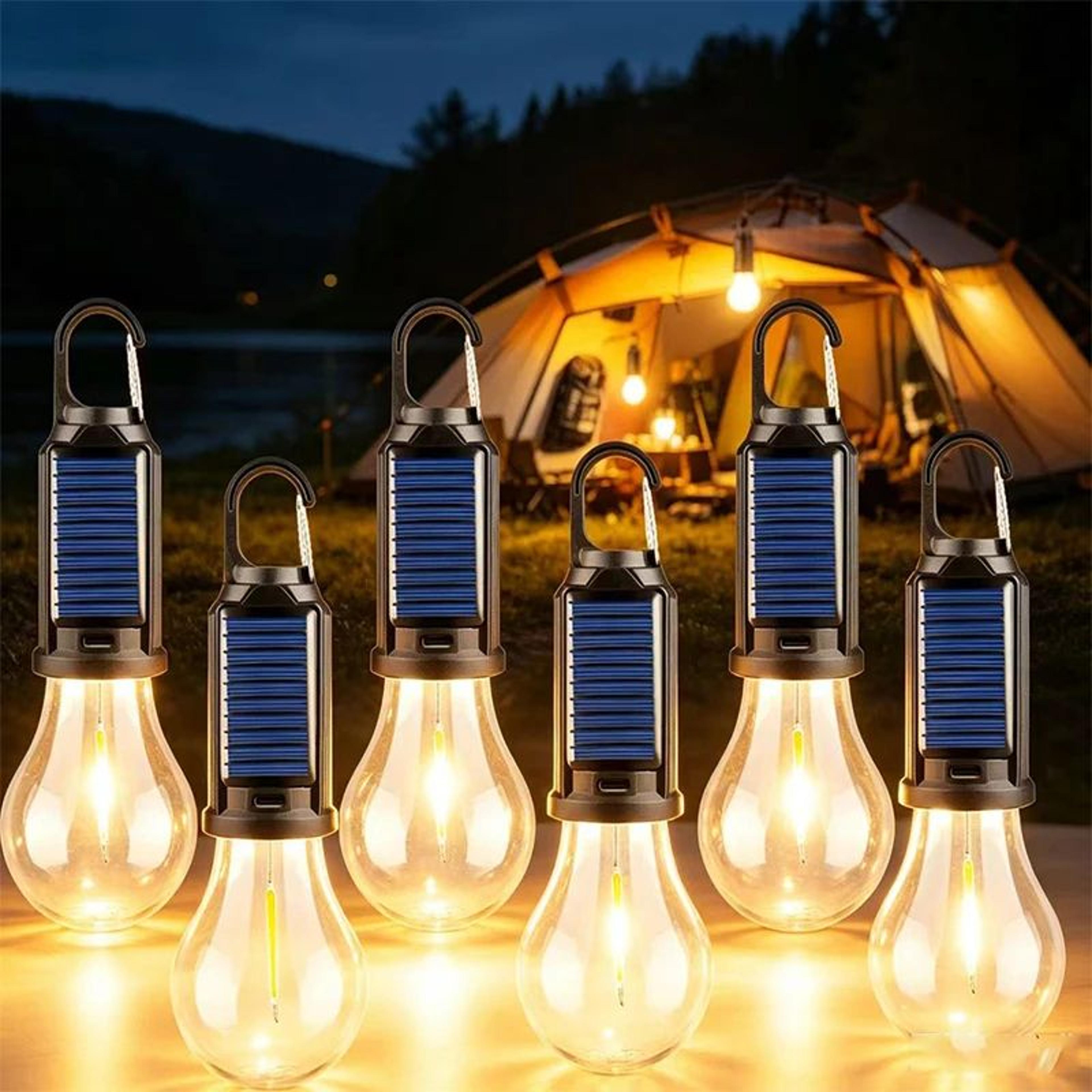 portable solar led light bulb waterproof rechargeable camping lamp
