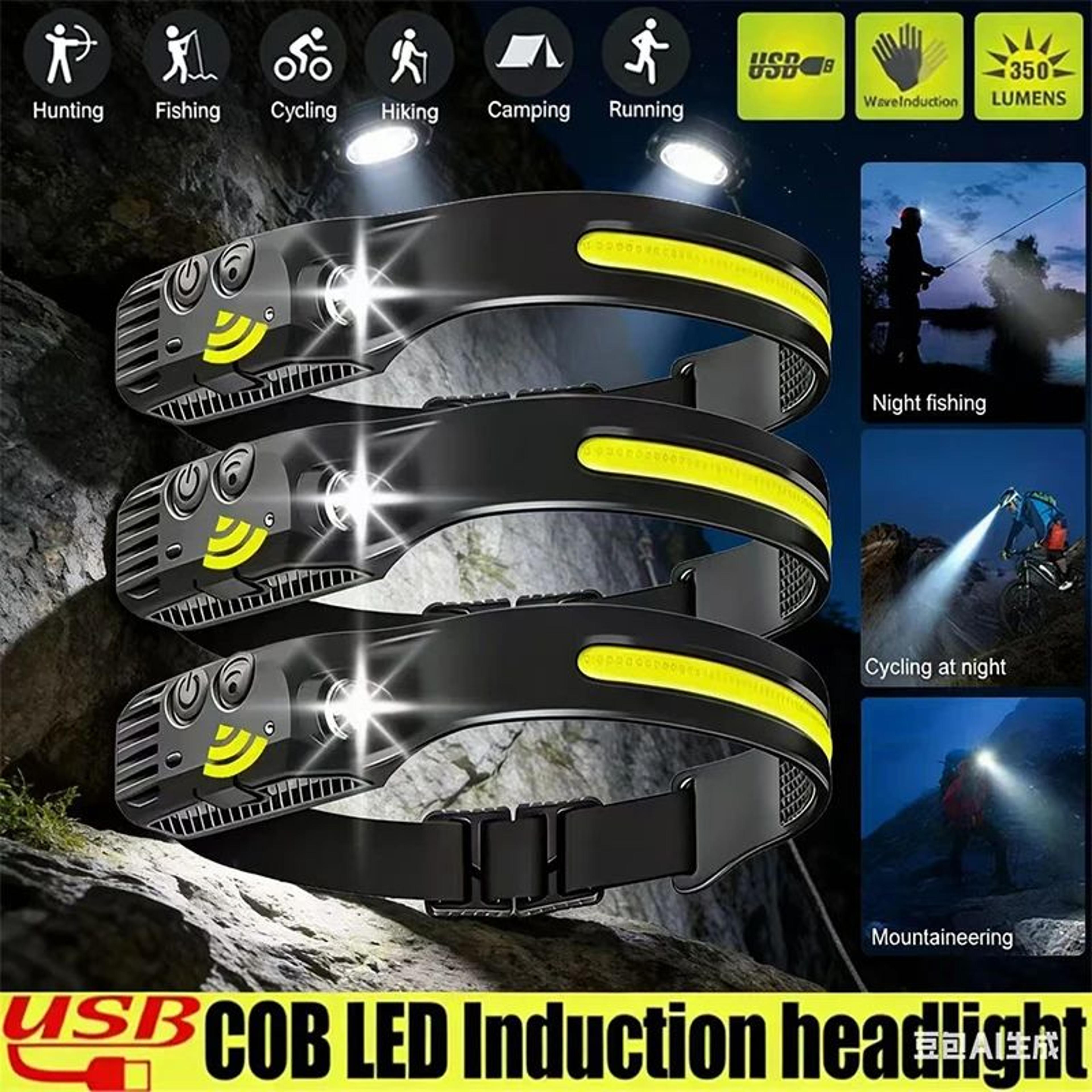 230 degree wide beam led headlamp waterproof rechargeable headlight