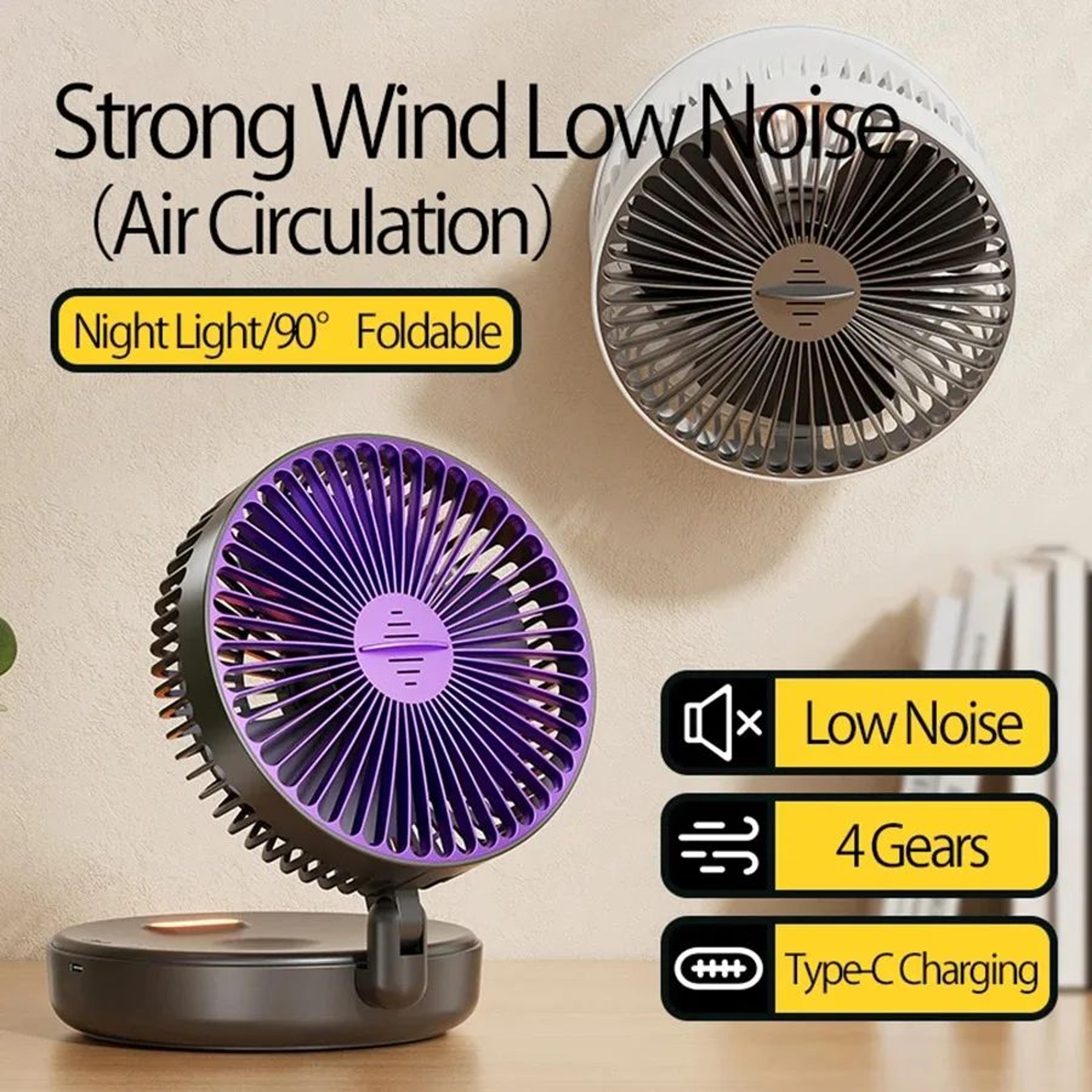portable rechargeable foldable camping fan with led light and aromatherapy