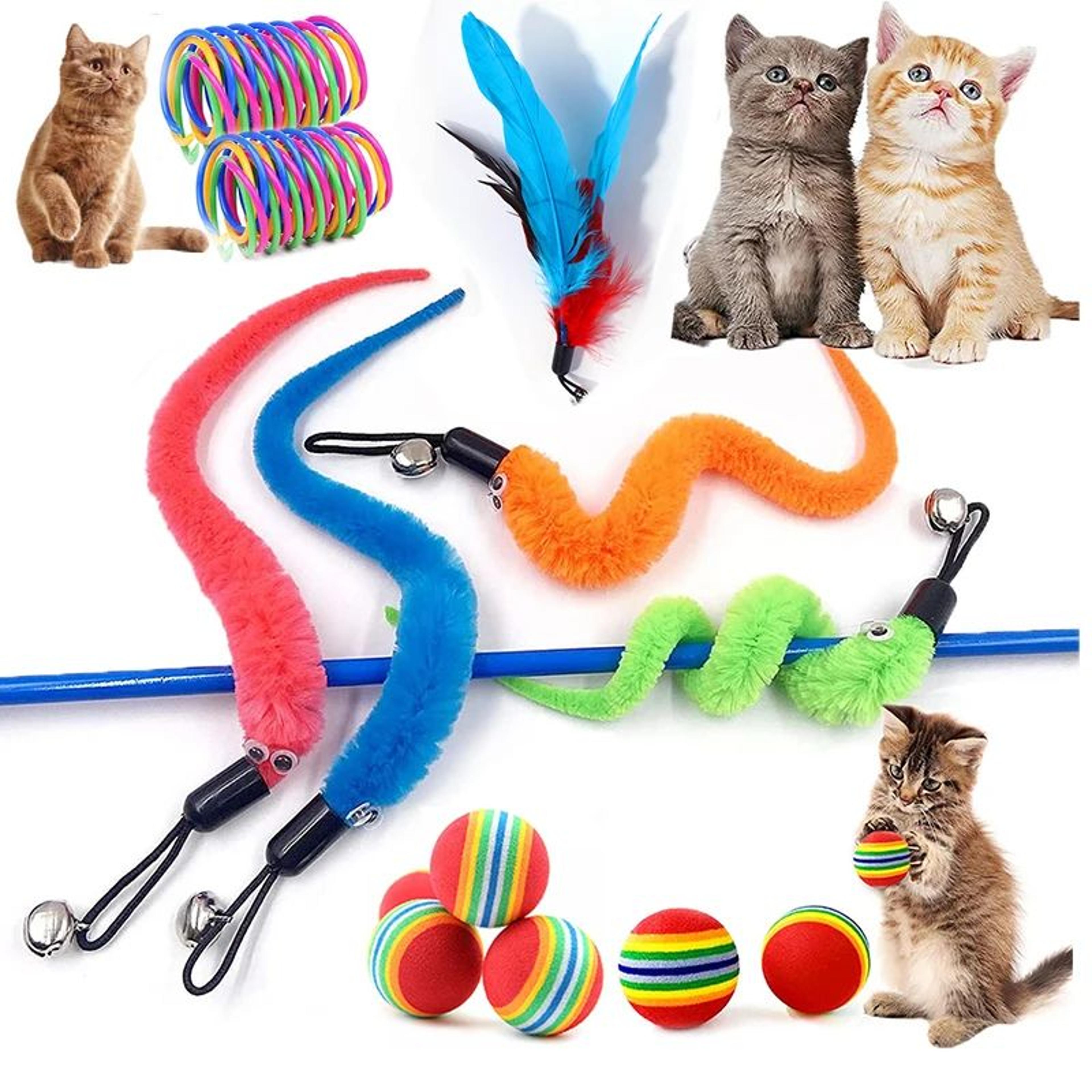 interactive cat feather toy replacement refill set with bell