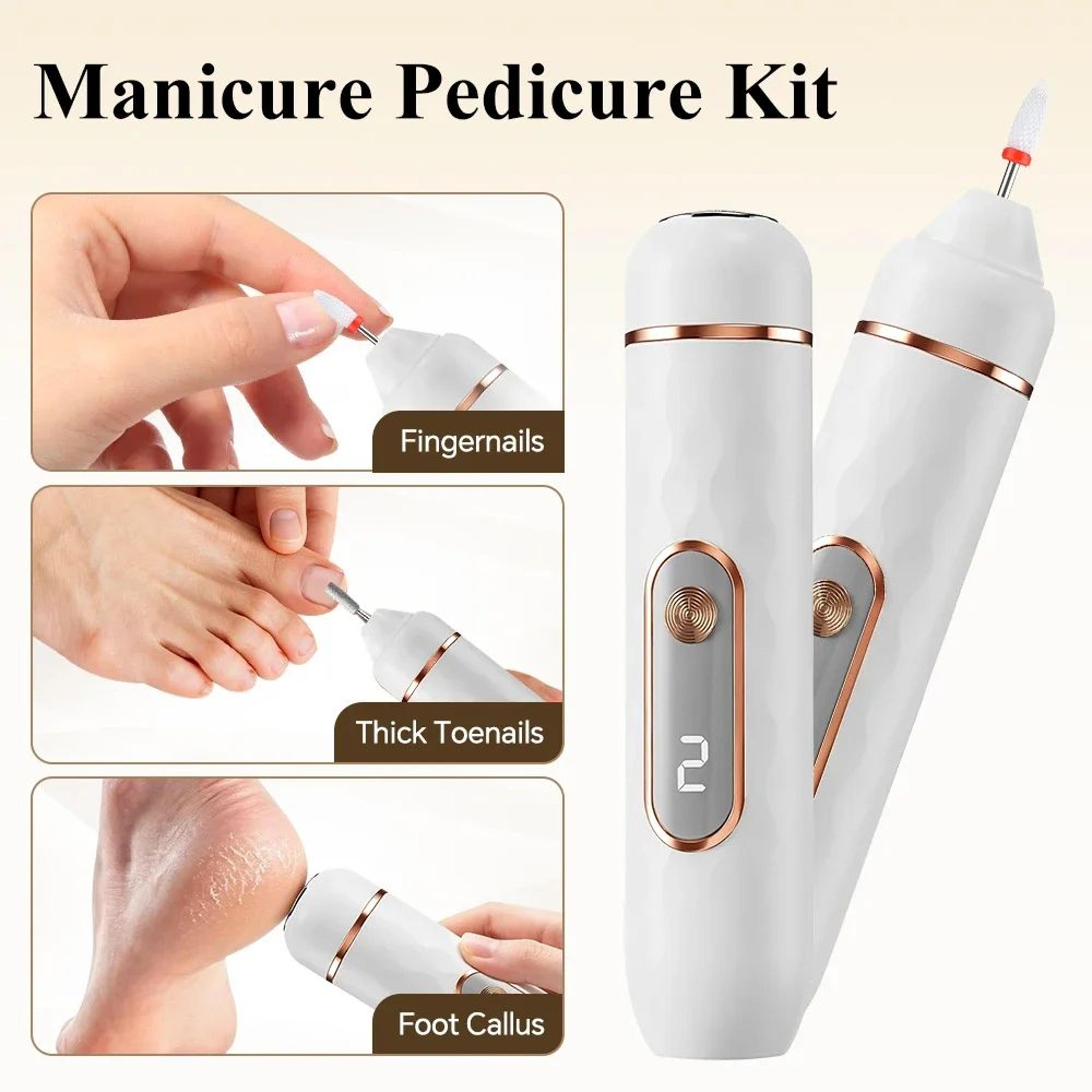 2 in 1 cordless electric nail drill and foot callus remover kit