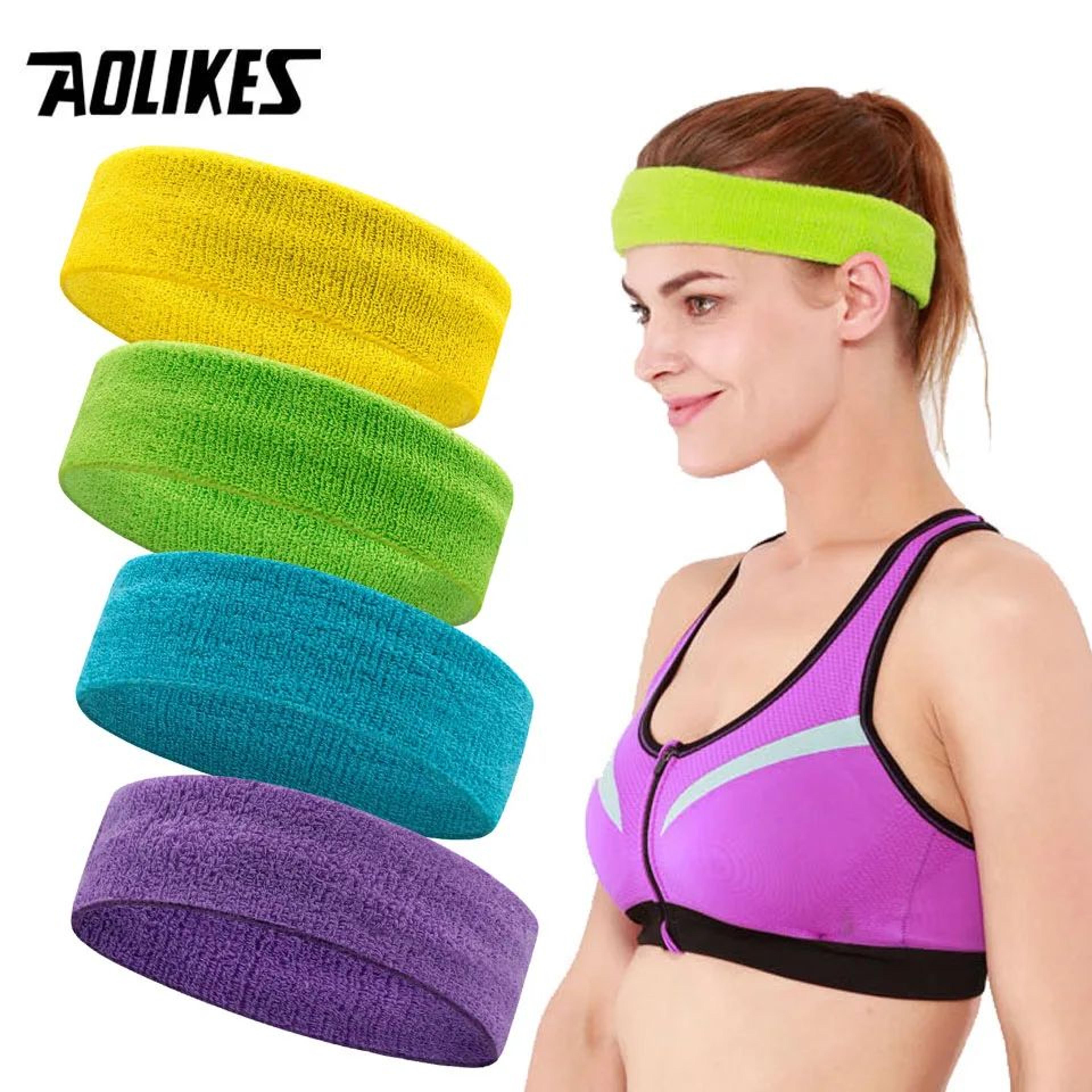 aolikes cotton athletic sweat headband for sports and fitness