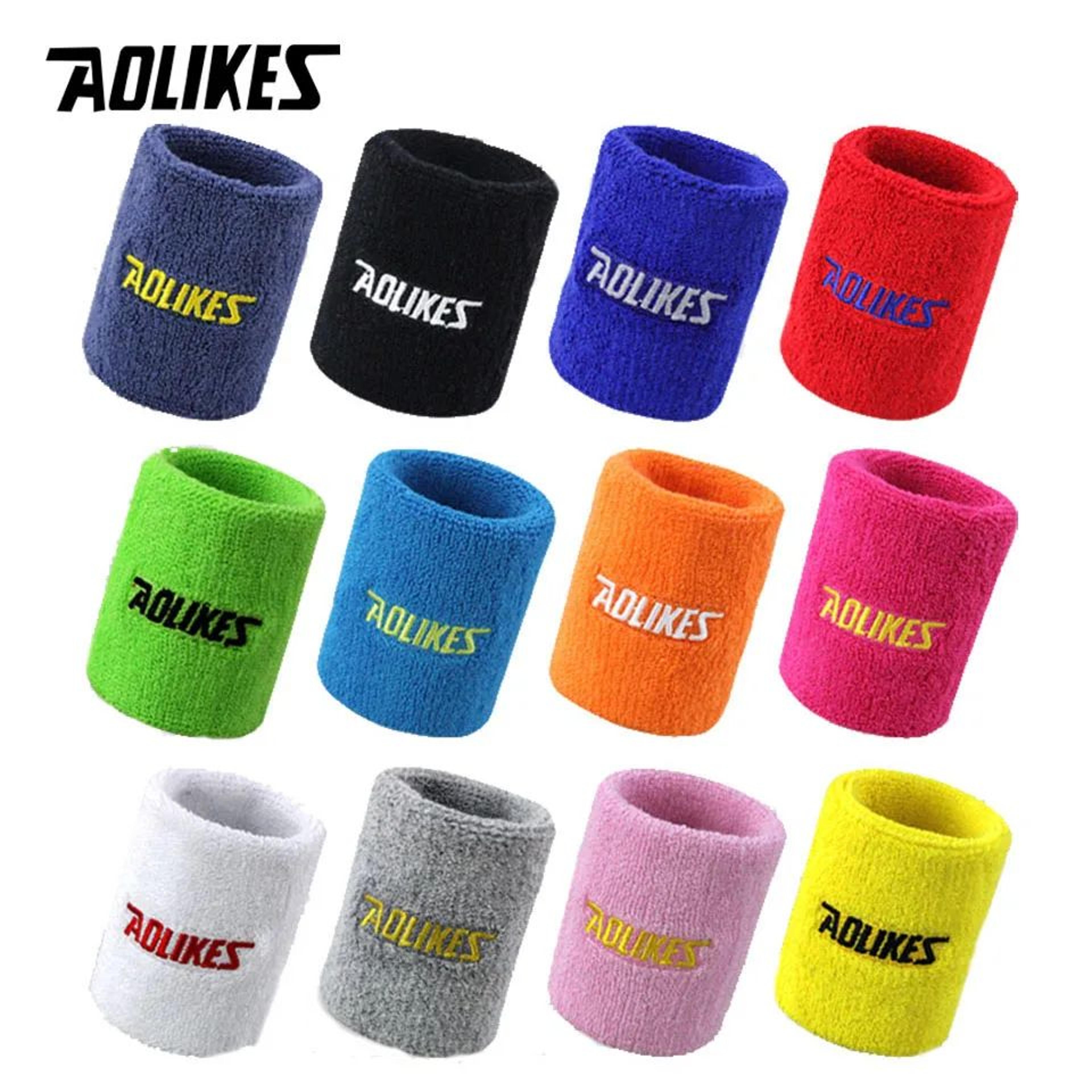 aolikes cotton sports wrist sweatband for gym and tennis