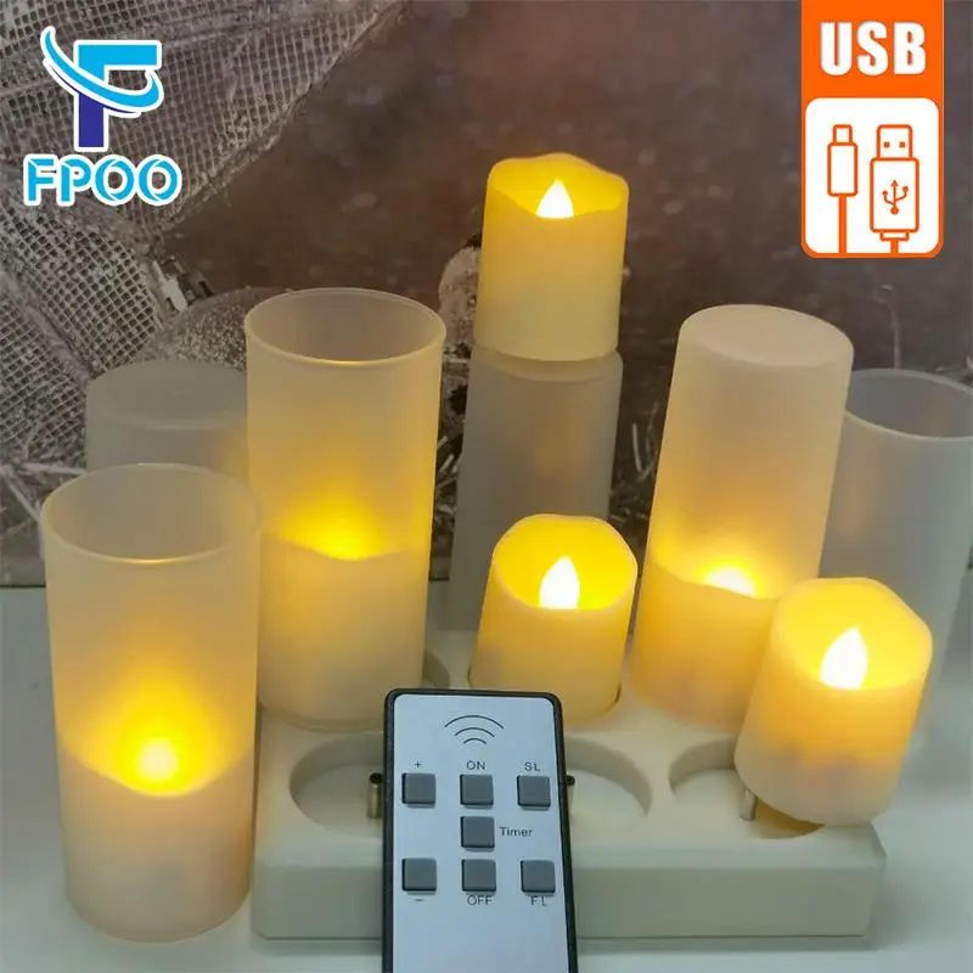 usb rechargeable led flameless candles with remote and timer